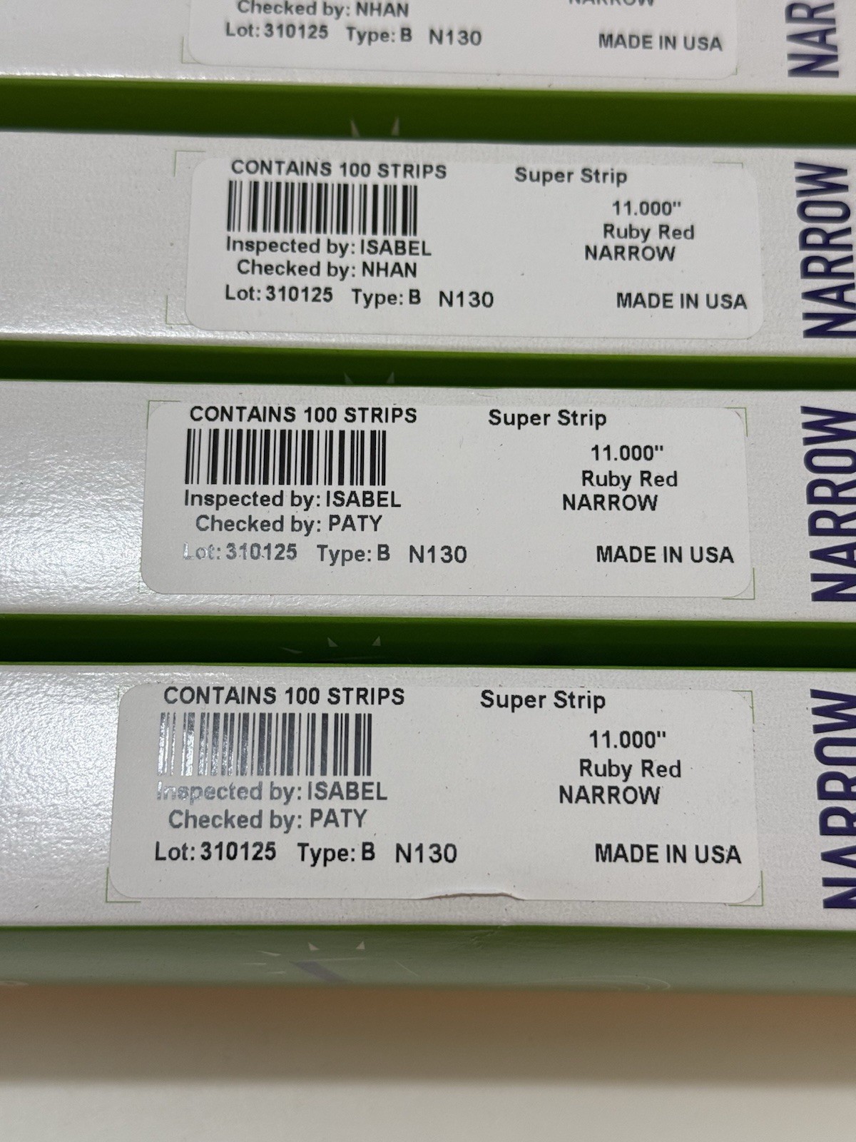 Lot of 5 – Powis 11″ Ruby Red Narrow Super Strip N130 – 100 Per Box