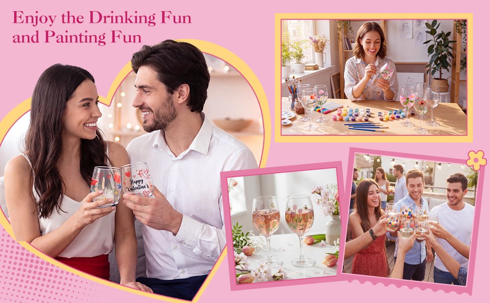 Paint Your Own Wine Glass Crafts Glass Painting DIY Markers Acrylic Paint with