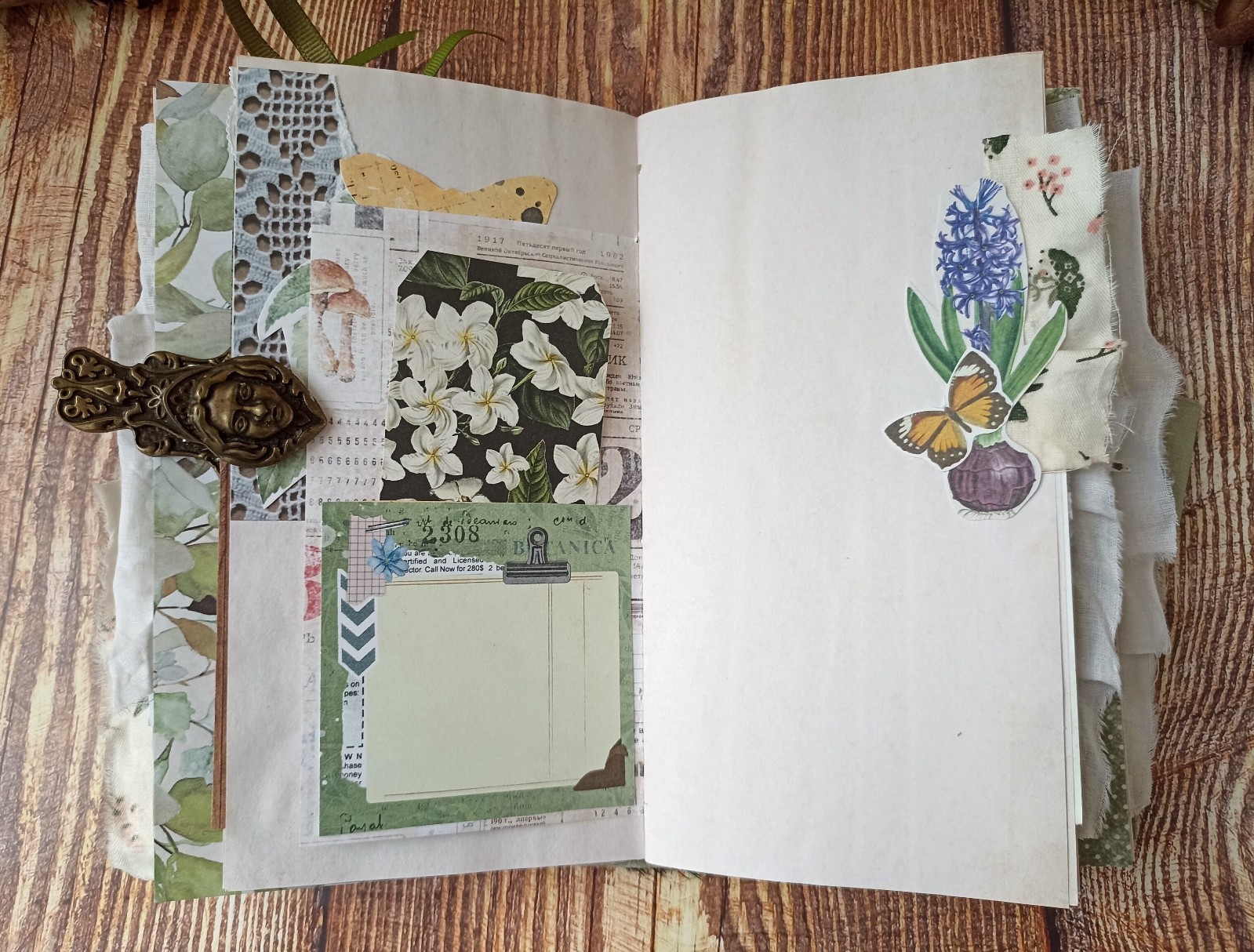 Junk Journal Handmad Forest Travel Notebook for Sale Botanical 8×4 in