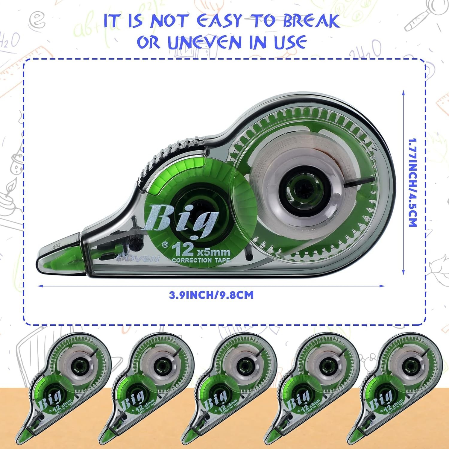 Easy-to-Use Translucent Correction Tapes, Pack of 48