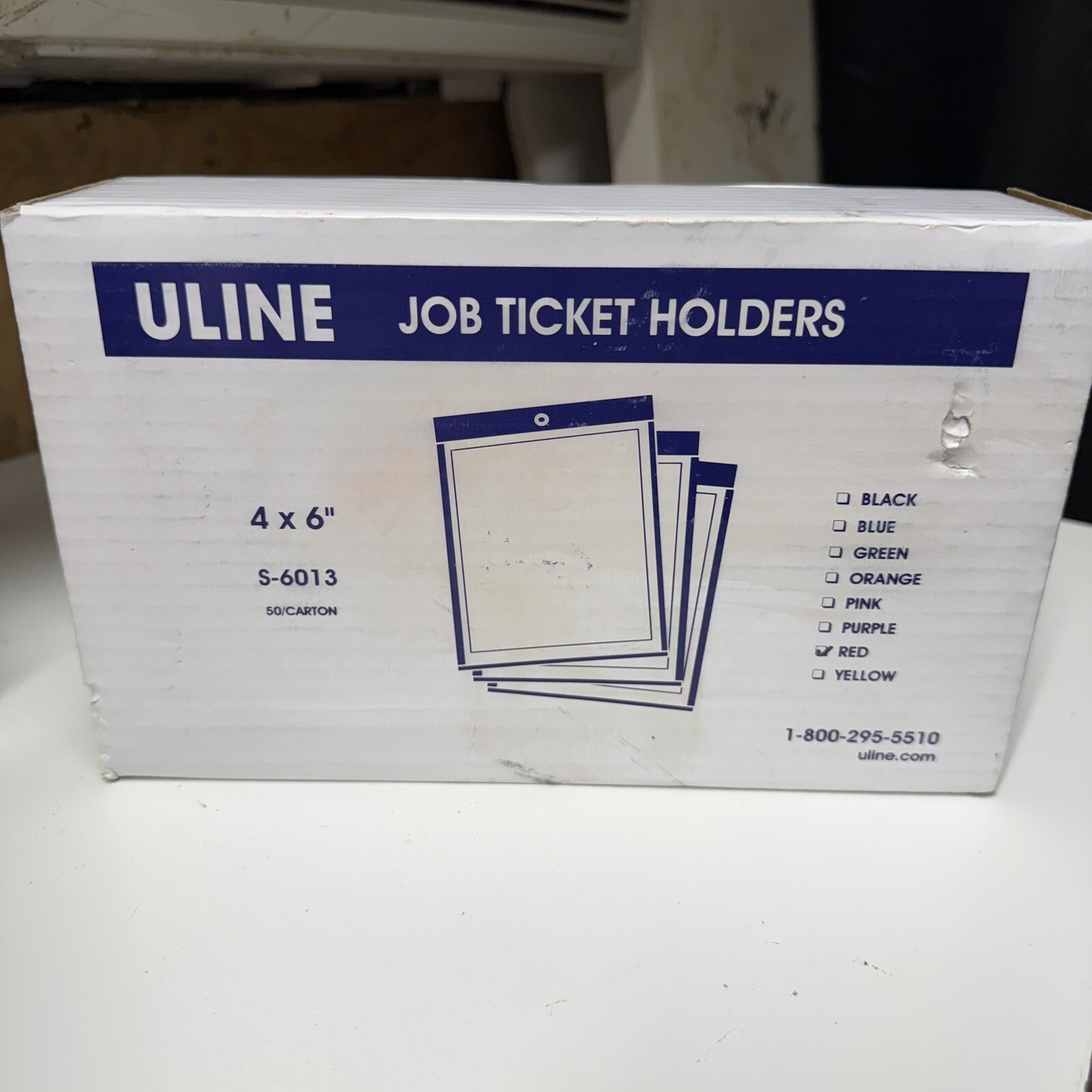 Uline 4 x 6″ Job Ticket Holders, 50 S6013 S6013R fluorescent red trimmed bag
