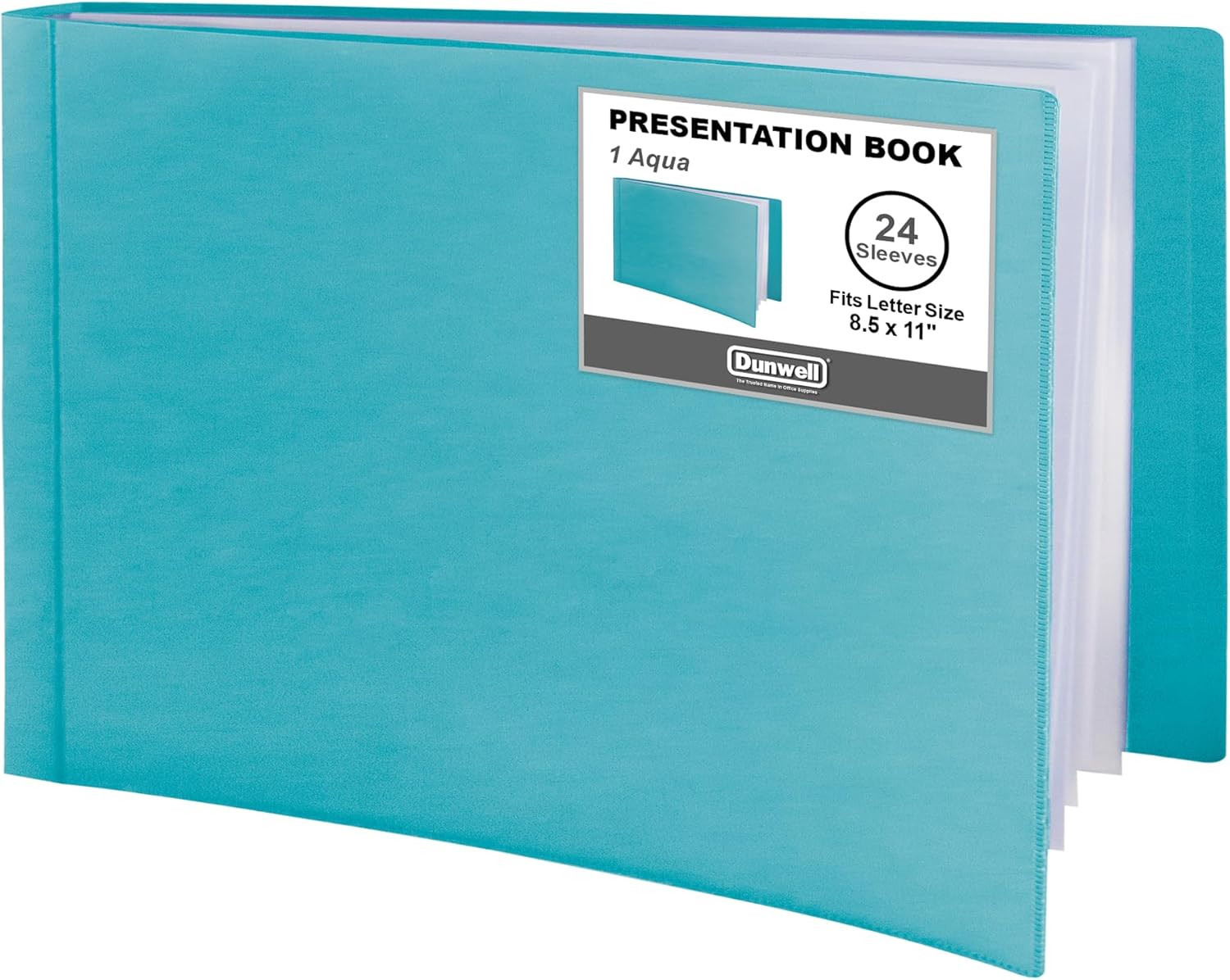 8.5X11 Portfolio Binder (Aqua, Horizontal), Plastic Presentation Book, 24 Pocket