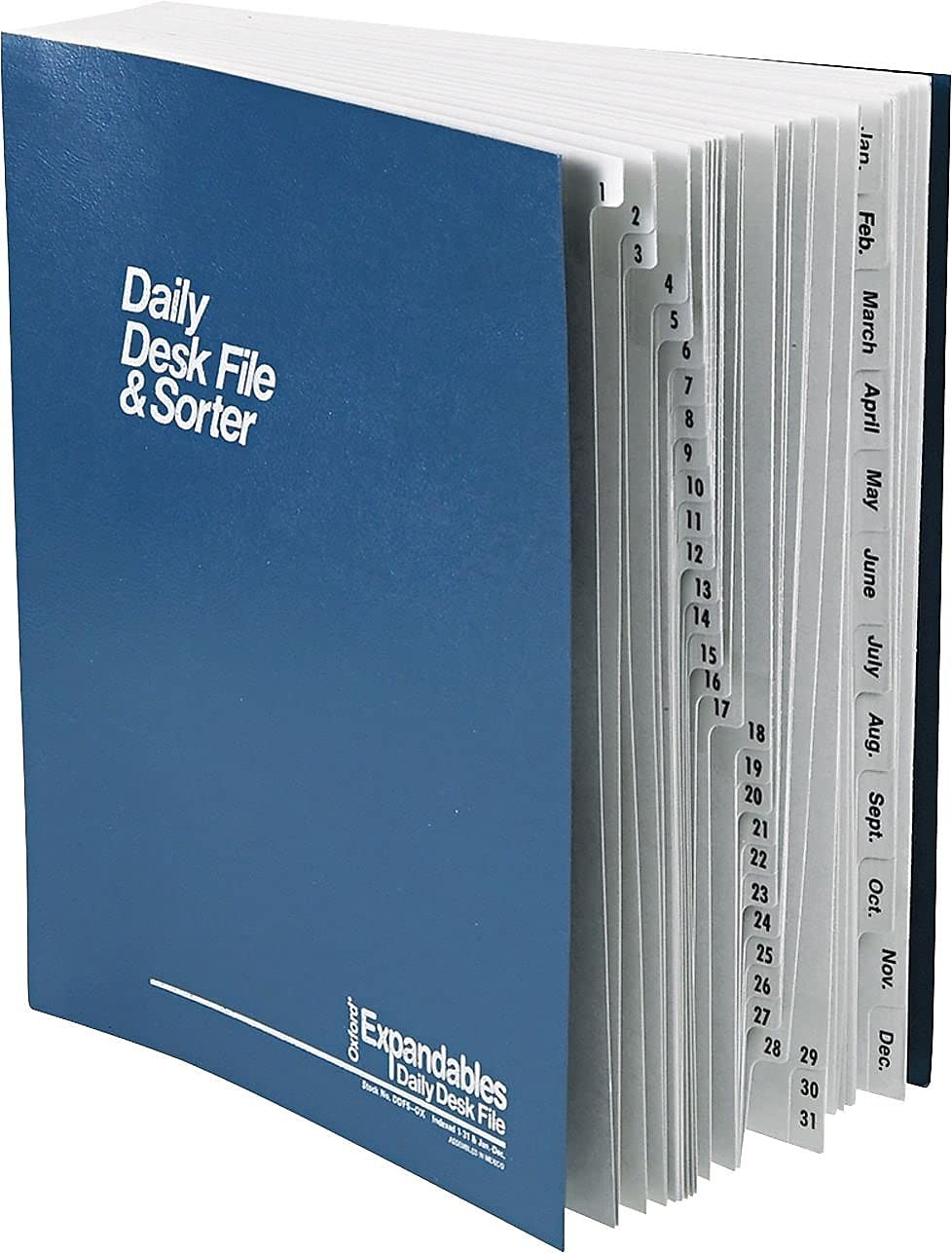 Expanding Desk File Laminated Daily Monthly Tabs Letter Size Navy DDF5OX