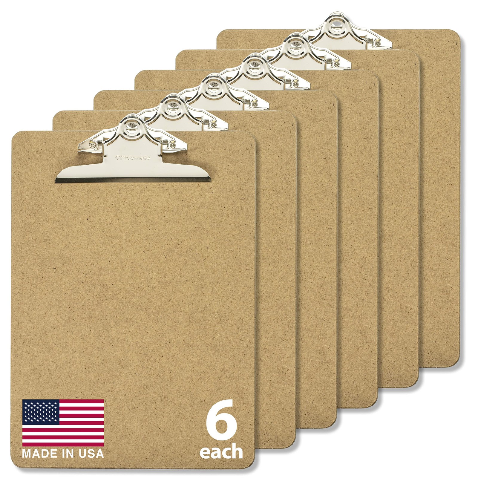 6 Pack Letter Size Clipboards Recycled Wood 6in Clip 9×12.5 Brown