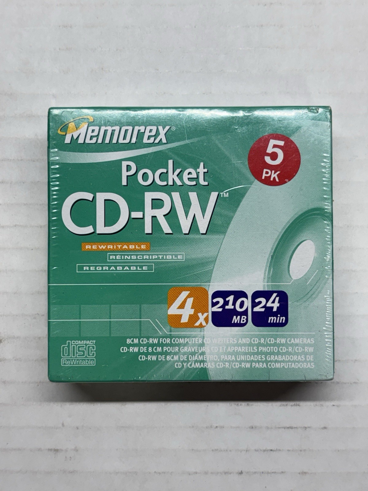 2 sealed Memorex Pocket CD-RW 24x 210 MB 24-min Blank Mini Discs 10 Pack. BONUS