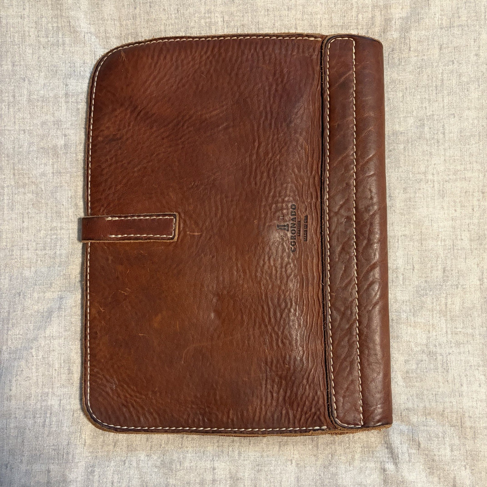 Coronado Stone Washed Horween Leather Portfolio Organizer California 13”x 9.5”
