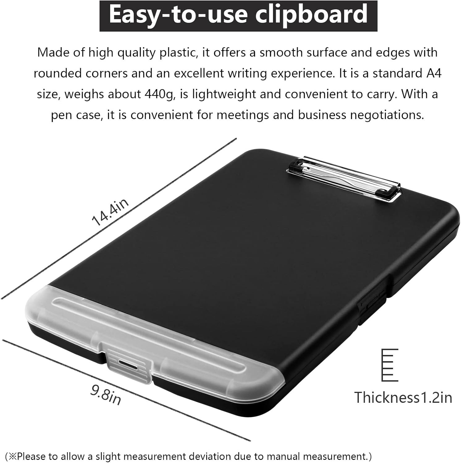 Durable Polypropylene Clipboard for Office Use with High Sheet Capacity & Holder