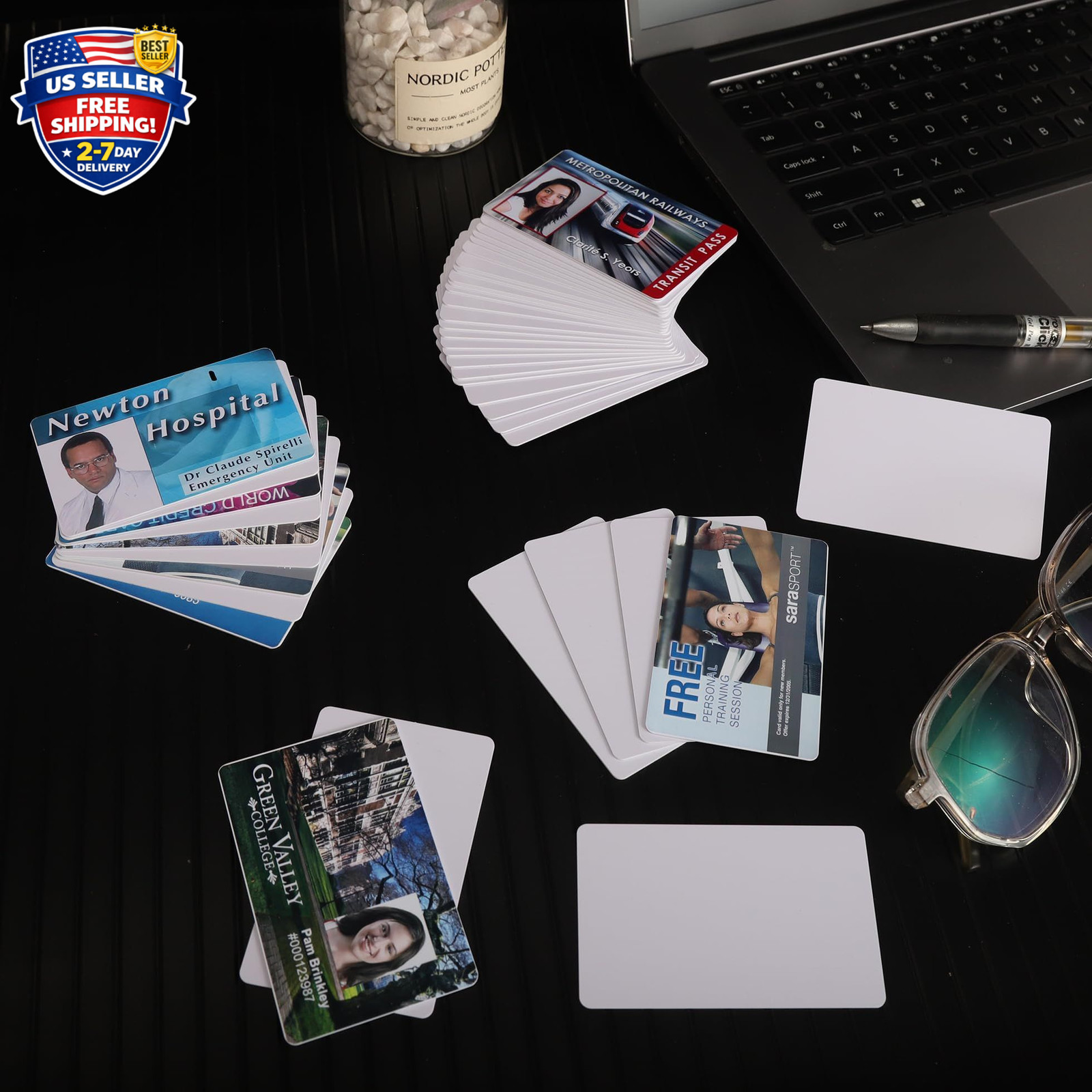 500 Pack Blank White PVC ID Cards – CR80 30 Mil Plastic Cards for Photo ID Badge