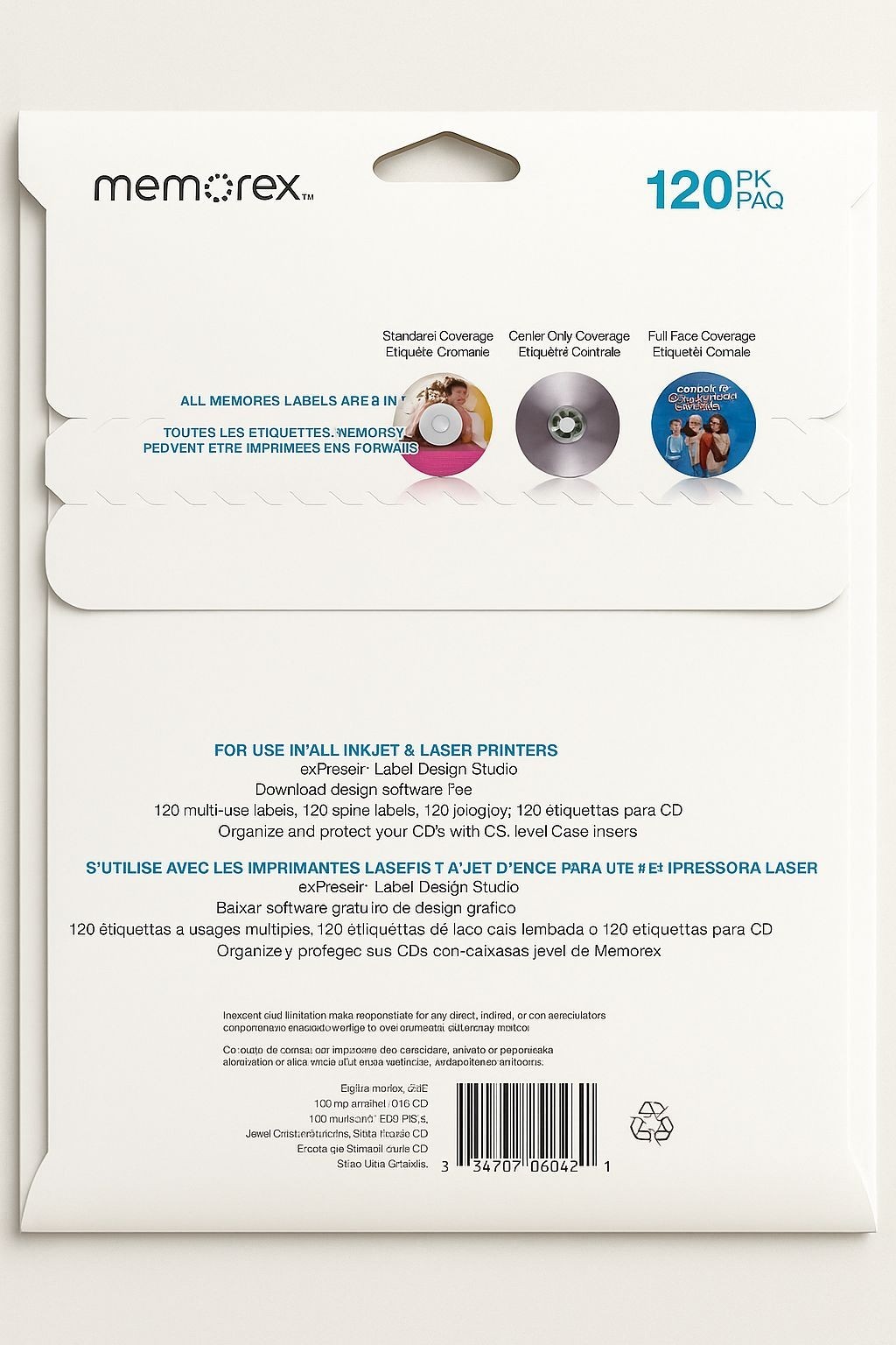 Memorex CD DVD Labels 120 Pack Matte Paper + Spine for Inkjet & Laser Printers
