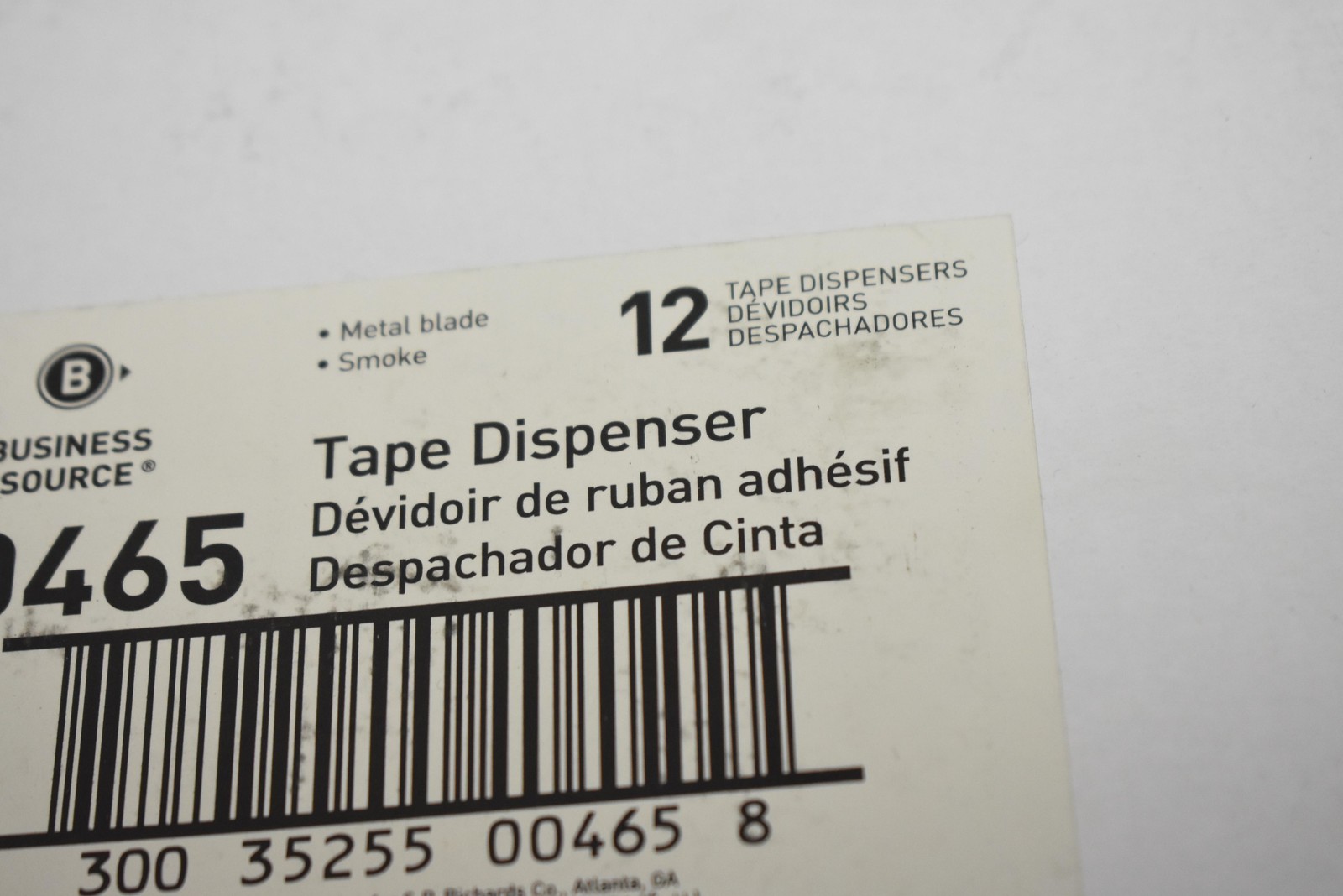 Business Source 00465 Tape Dispensers Smoke Metal Blade Case of 12 Desk Office
