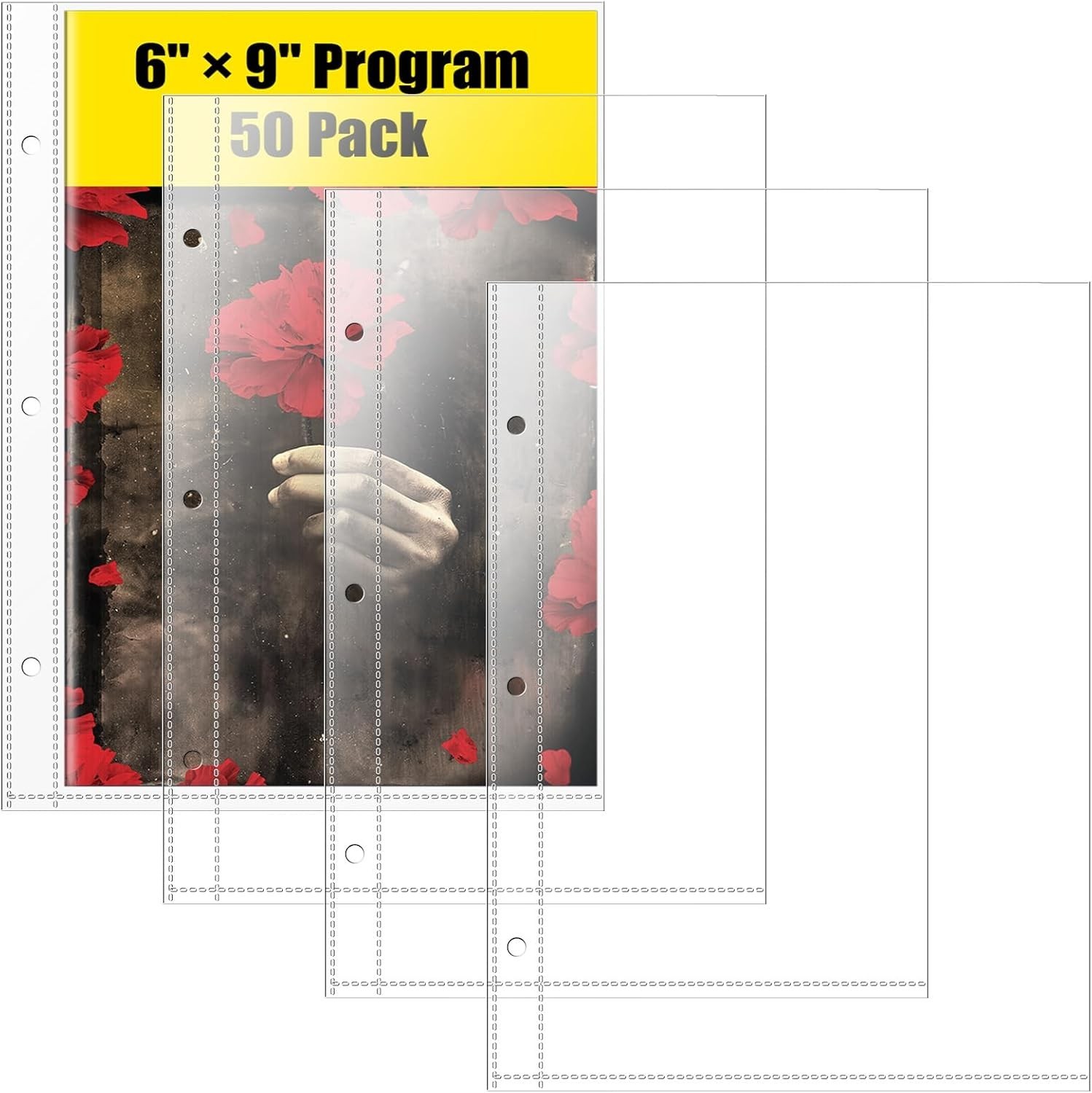 50 Pack 6×9 Brochure Sleeves, Page Protectors, Broadway, Play, Theater Programs