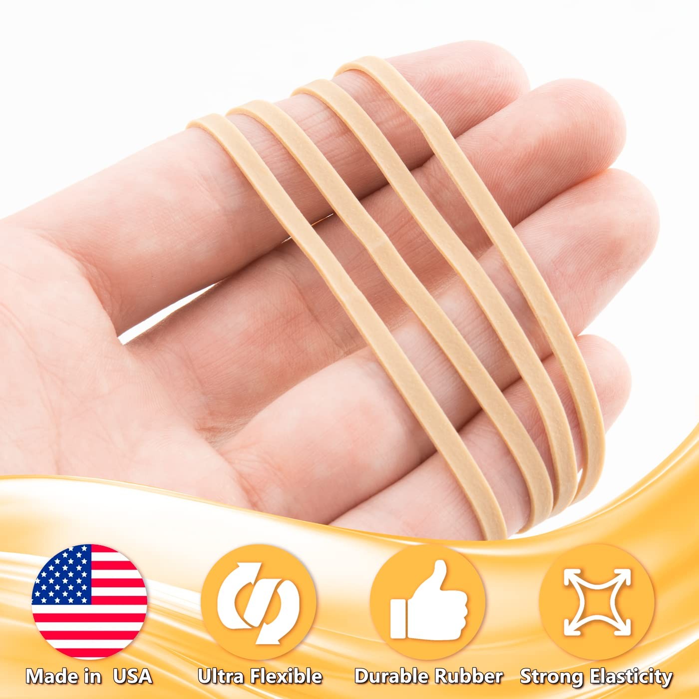 Rubber Bands Size 33, Bulk Pack of 10lb (6,000) Tan Rubber Bands, 3.5×1/8, Made