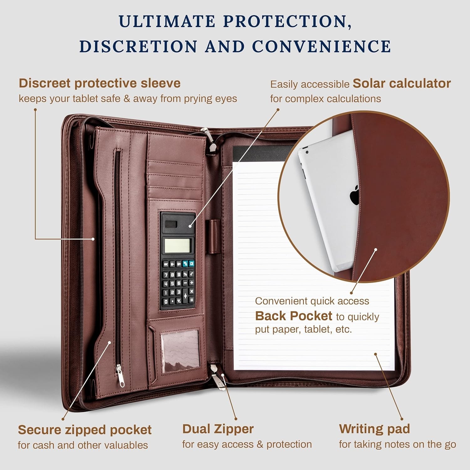 Stylish Business Padfolio with Organized Storage for Meetings and Interviews