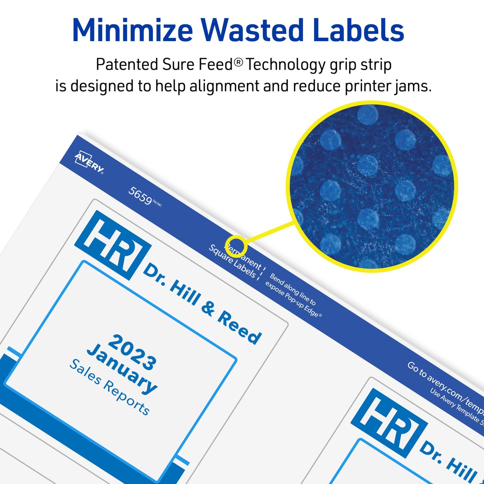 Avery Printable Square Labels Sure Feed Technology 3 X 3 Matte White Permanent