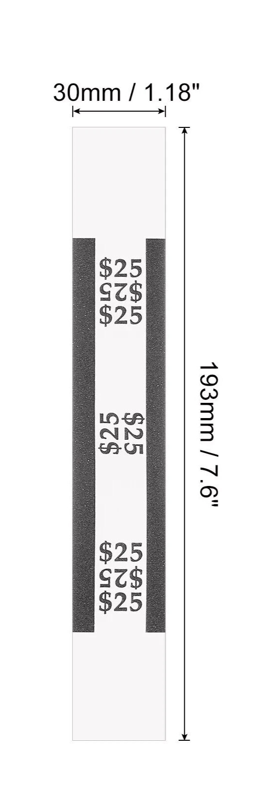 10 Self-Sealing Black Bill Straps Holds $25 Bill Wrappers Currency Bands