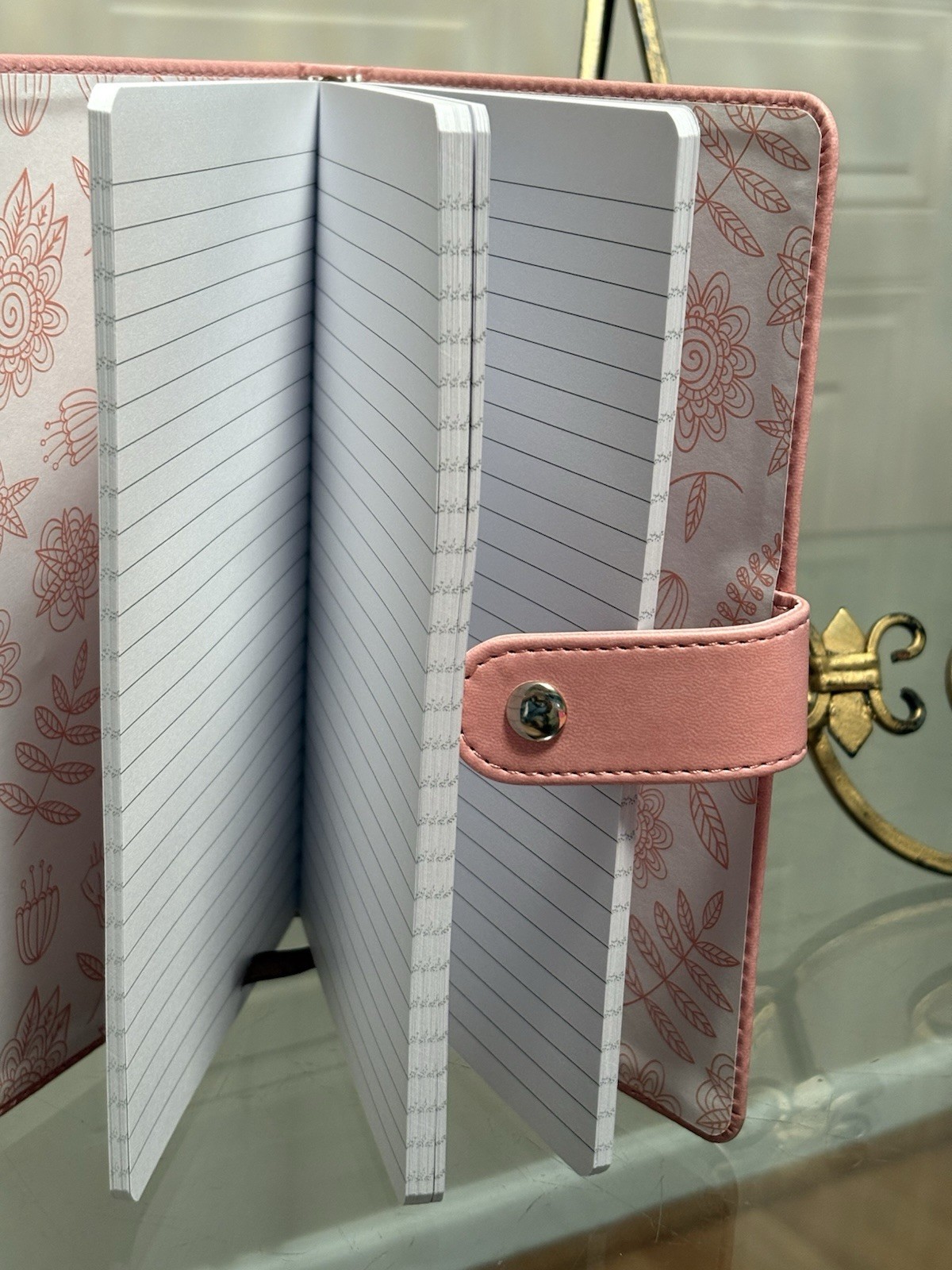 Fine Life Padded Leatherette Cover Journal Magnetic Peach Lined Diary