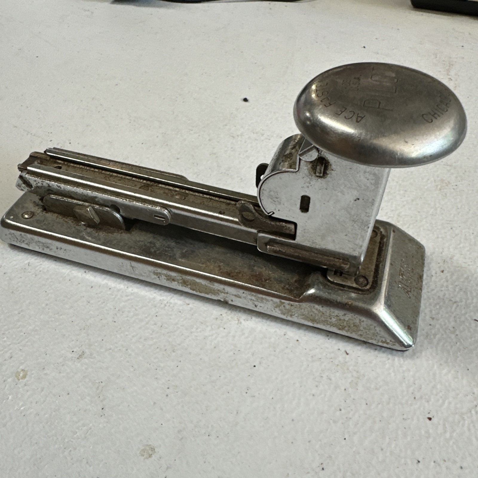 PILOT Vintage Stapler Ace Fastener Corp Chicago Nickel Chrome Model 402 Works!