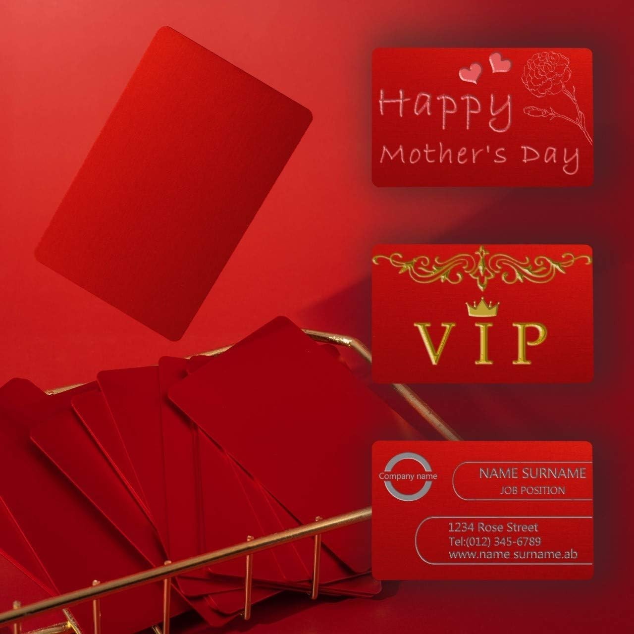 Thick Red Aluminum Metal Business Cards Anodized Aluminum 86 X 54 X 0.8mm 15 …