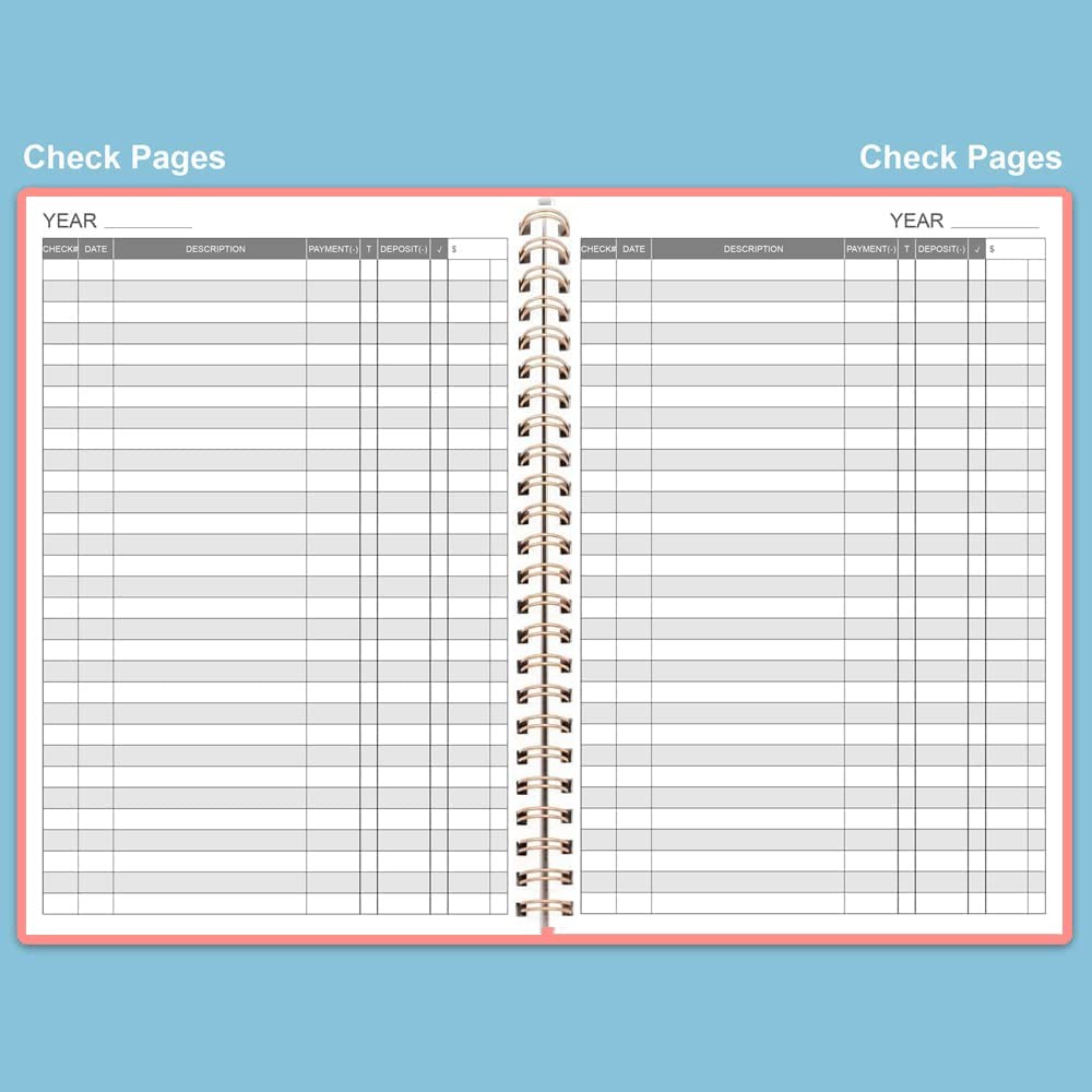 Check Register â€“ A5 Check Book Register Books with Check & Transaction Rose