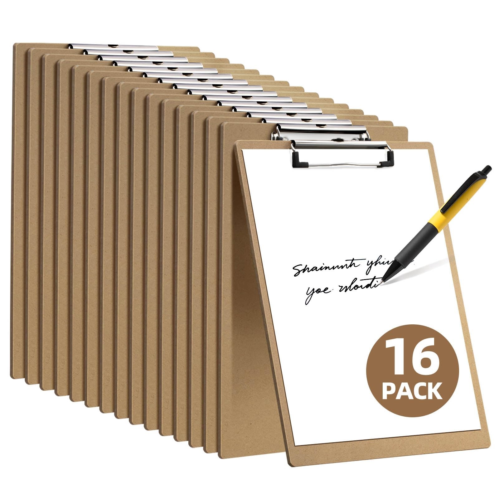 HappyHapi 16 Pack Clipboard 8.5 x 11 Letter Size Clip Boards Bulk, A4 Brown