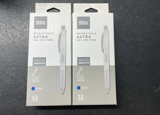 Office Depot Astra Retractable Gel Ink Pens Pack of 2 (24 Count) Blue