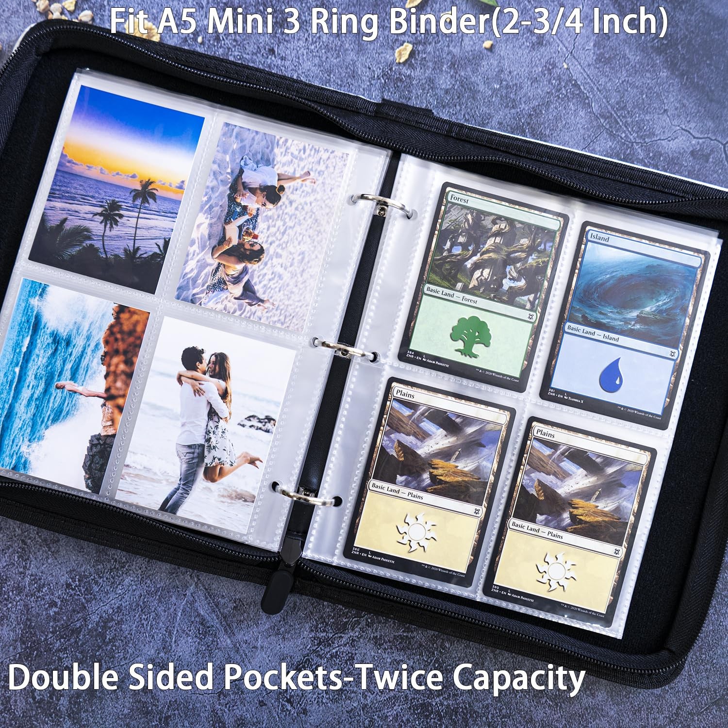 50 Pack 400 Pockets 2.5×3.5 Trading Card SleevesA5 Binder 4 Pocket Card Sleev…