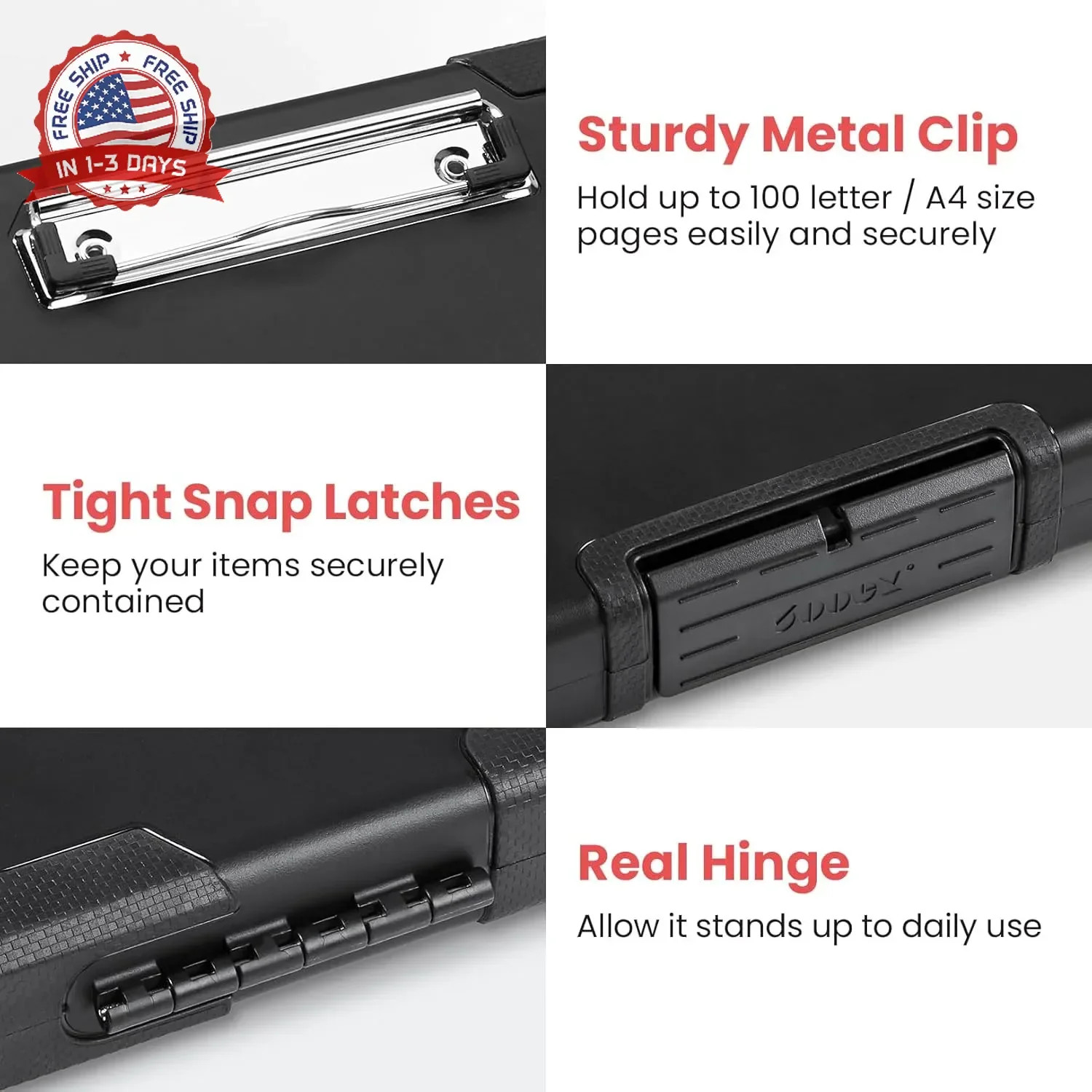 Sooez Toughest Clipboard with Storage, Internal Pen Pouch Included, Letter/ A4 S