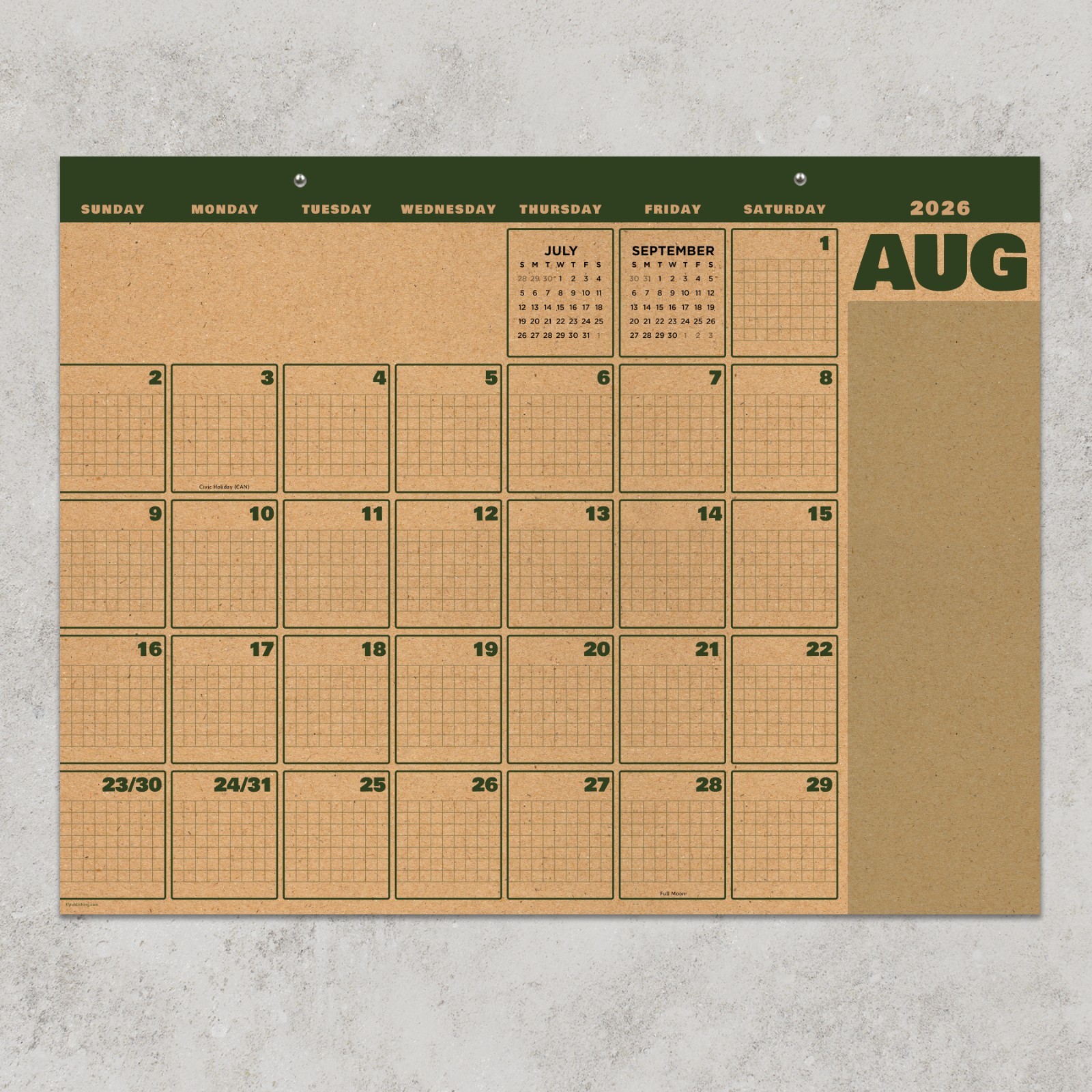 July 2026 – June 2027 Trail + Timber Large Desk Pad Monthly Blotter Calendar