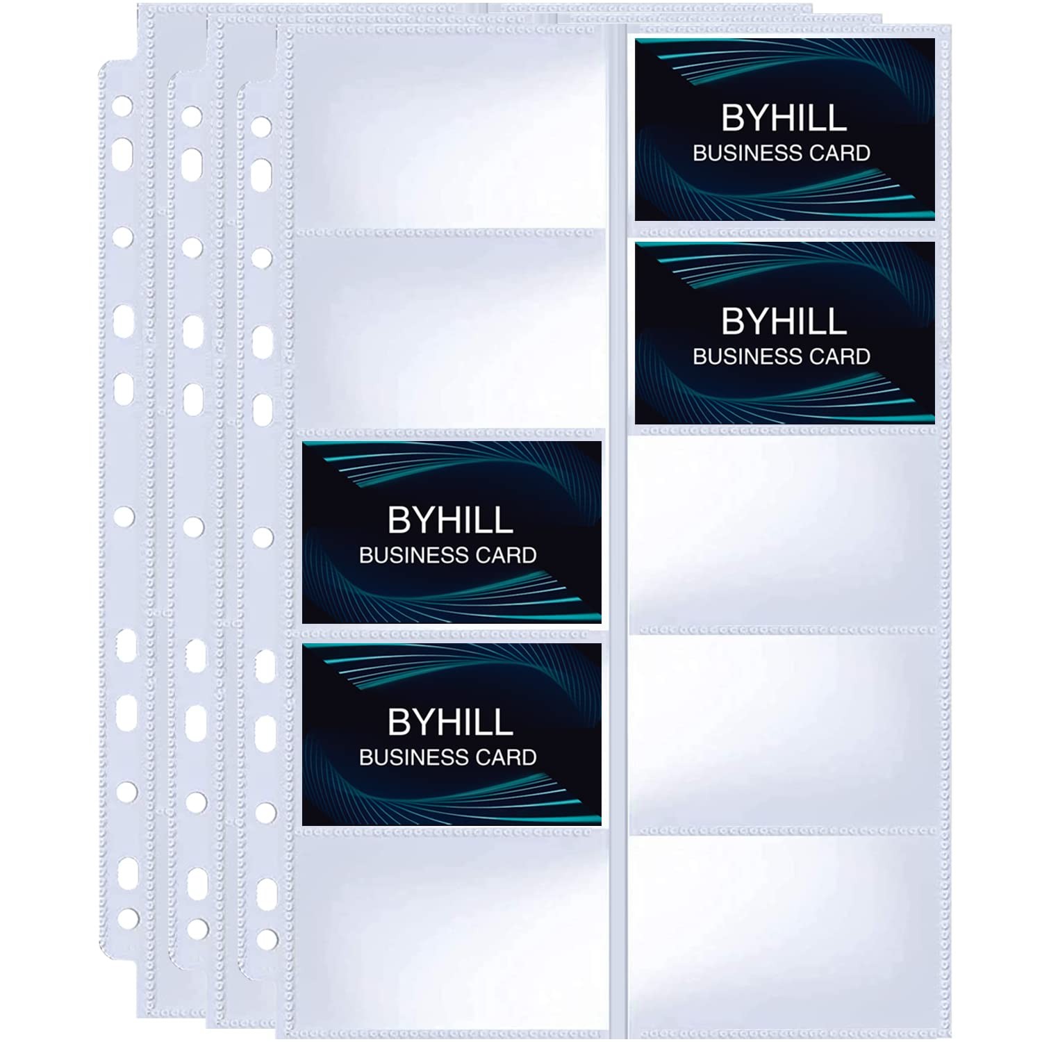 30 Pack 600 Pockets Business Card Sleeves Binder Sheets, Ultra-Clear Business…