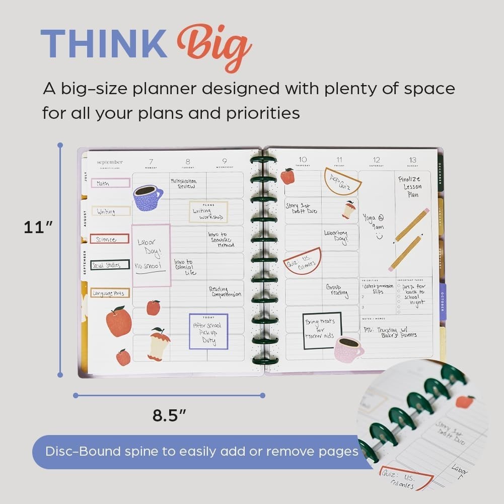 2026-2027 Sunday Sketches Planner, Big Academic Layout for Teachers and Students