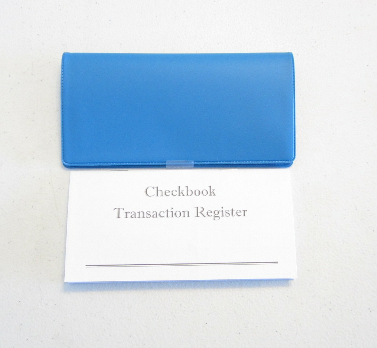 1 NEW SKY BLUE VINYL CHECK BOOK COVER & 6 CHECKBOOK TRANSACTION REGISTERS