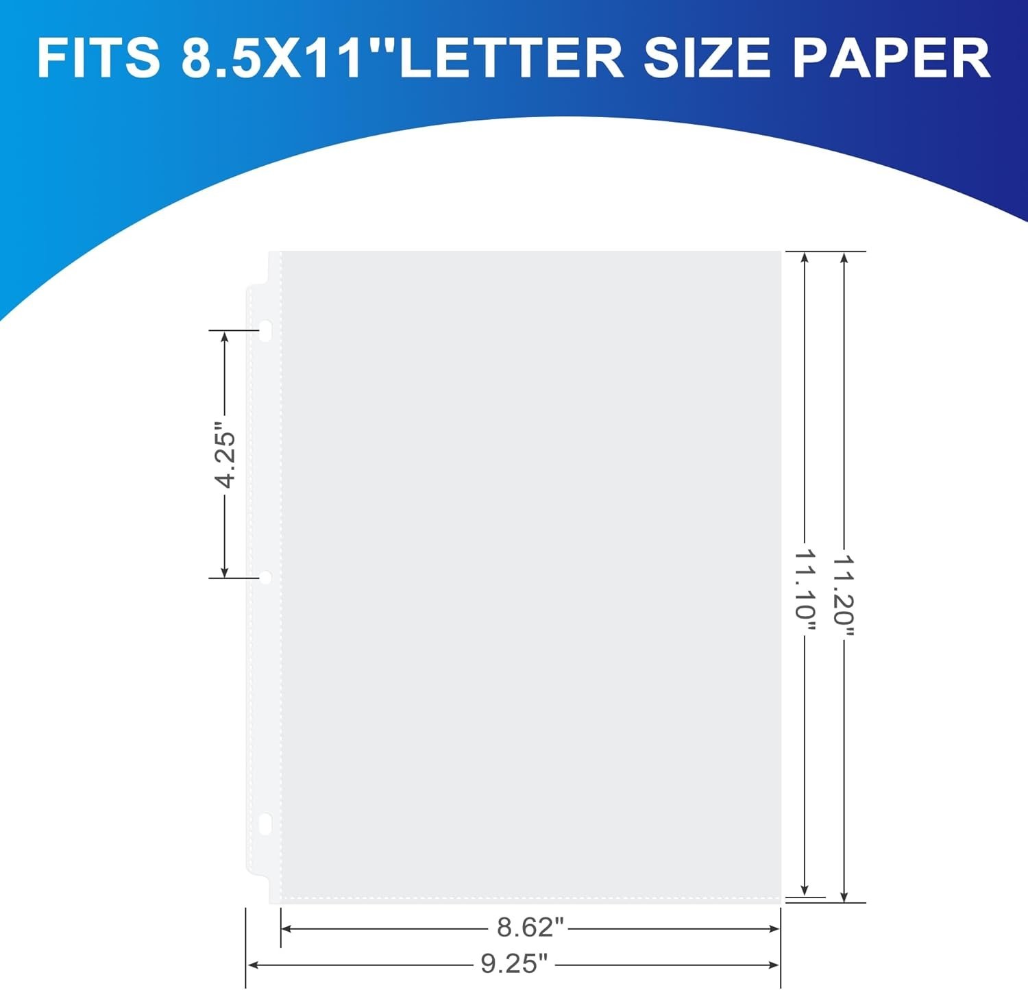 65 Pack Clear Sheet Protectors, 8.5 x 11 inch Page Protectors for 3 Ring Binder,