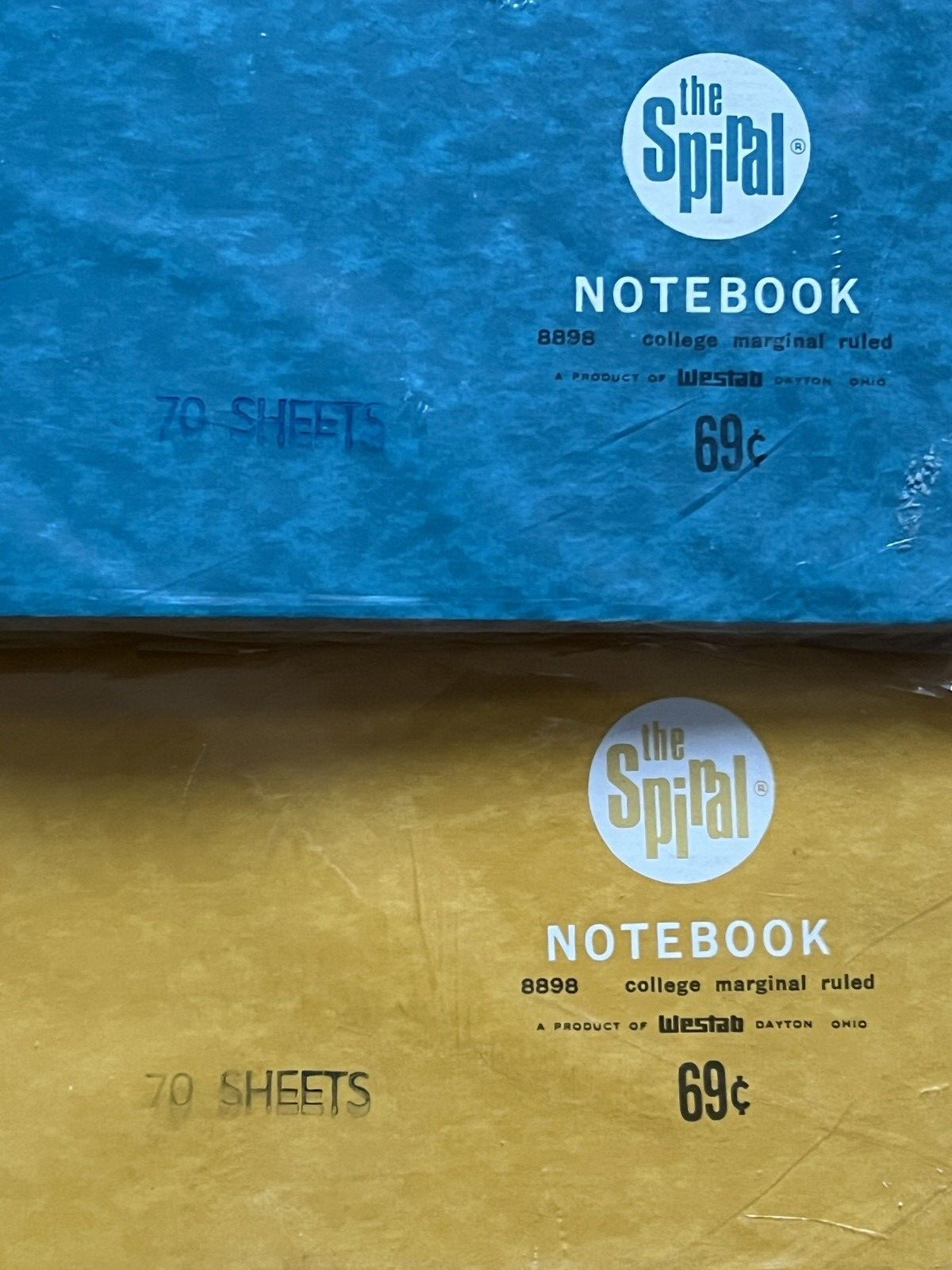 Vintage Westab THE SPIRAL NOTEBOOK Yellow and Blue Lot of 2 Rare New Sealed