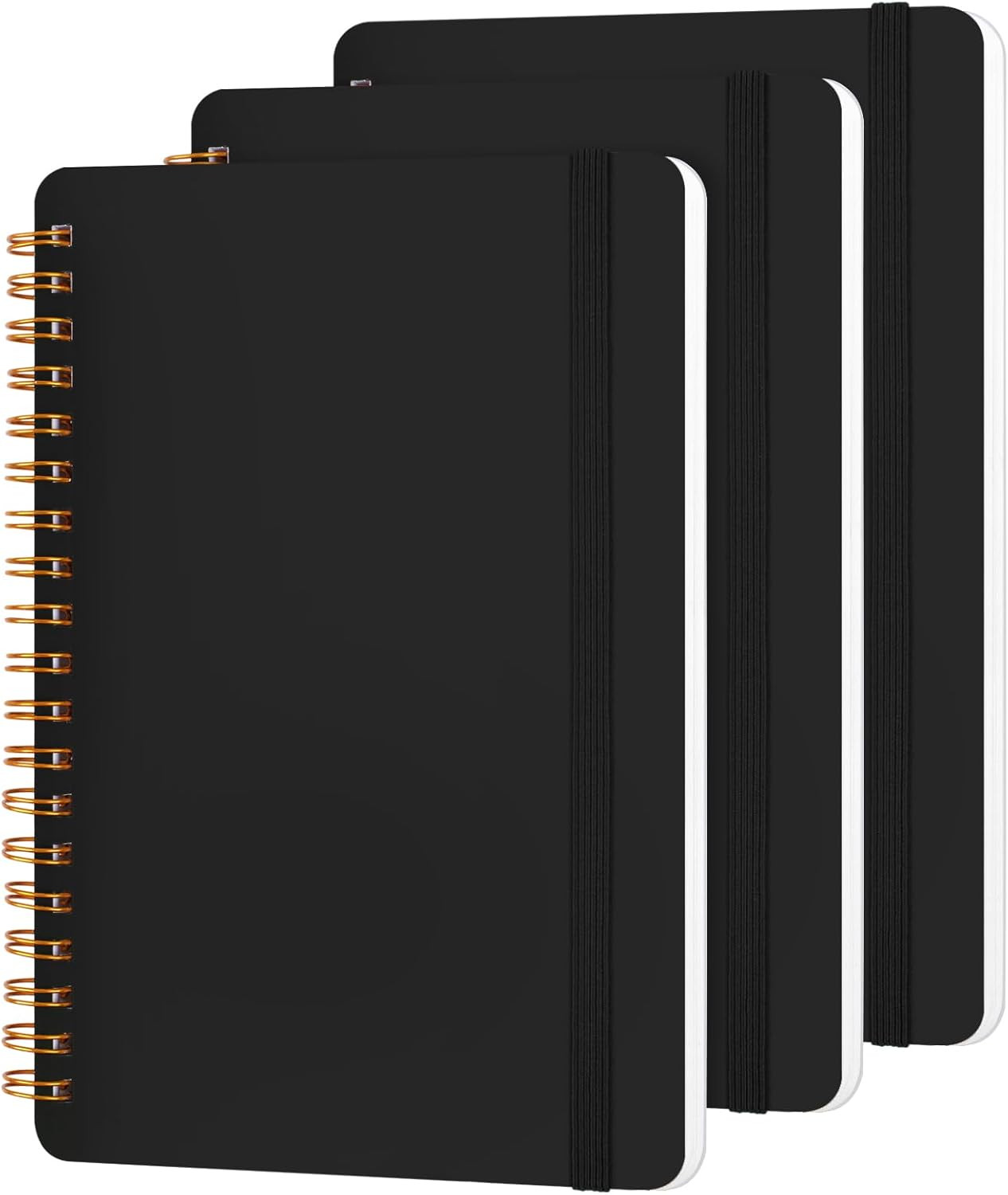 3 PCS Small Spiral Notebook 5×7, Notebooks for Note Taking, Black Spiral Journal
