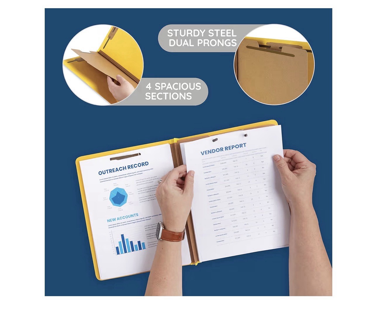 10 Blue Summit Supplies Classification Folders, 1-Divider, Letter Yellow