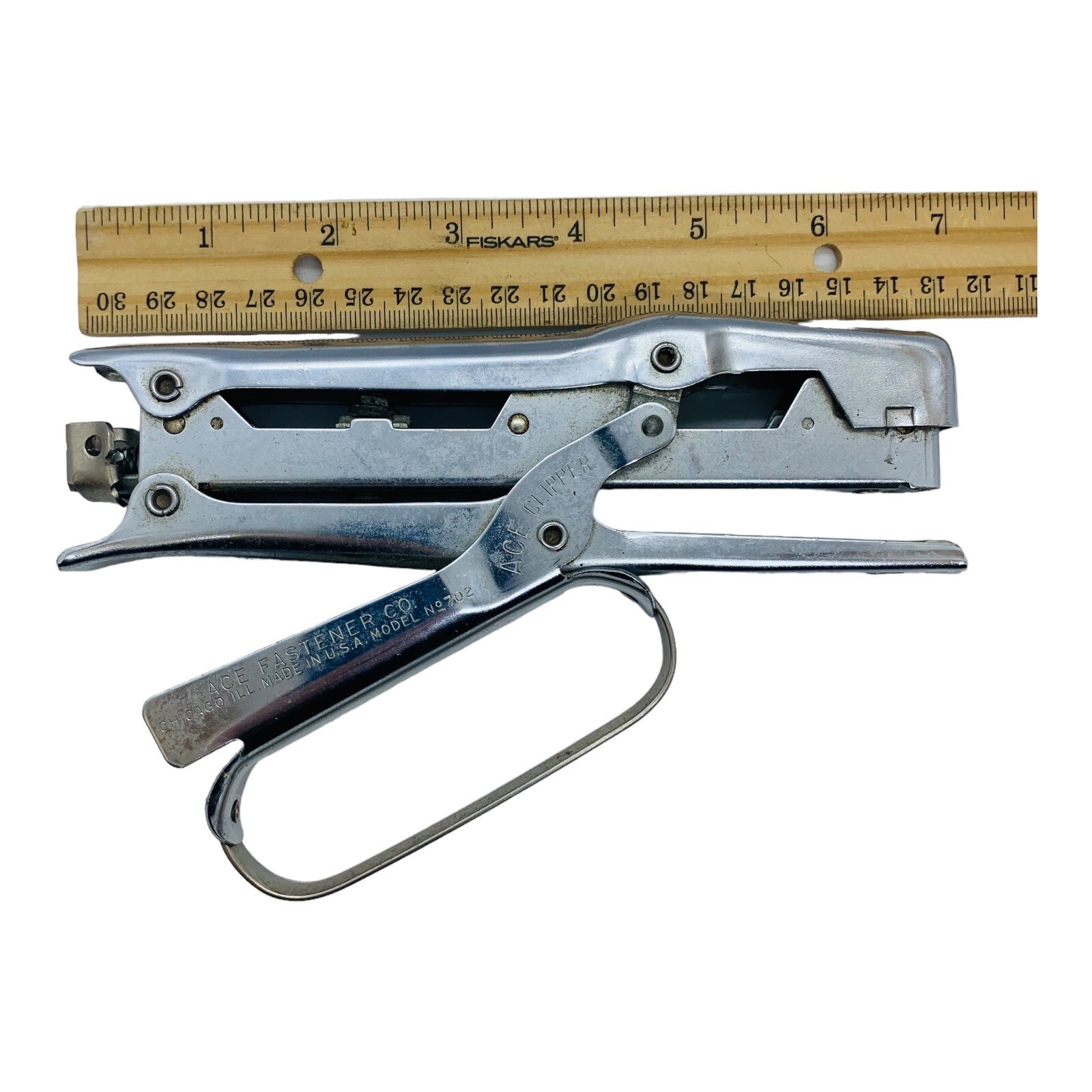 Vintage ACE Clipper Handheld Stapler No 702 Ace Fastener Corp WORKS