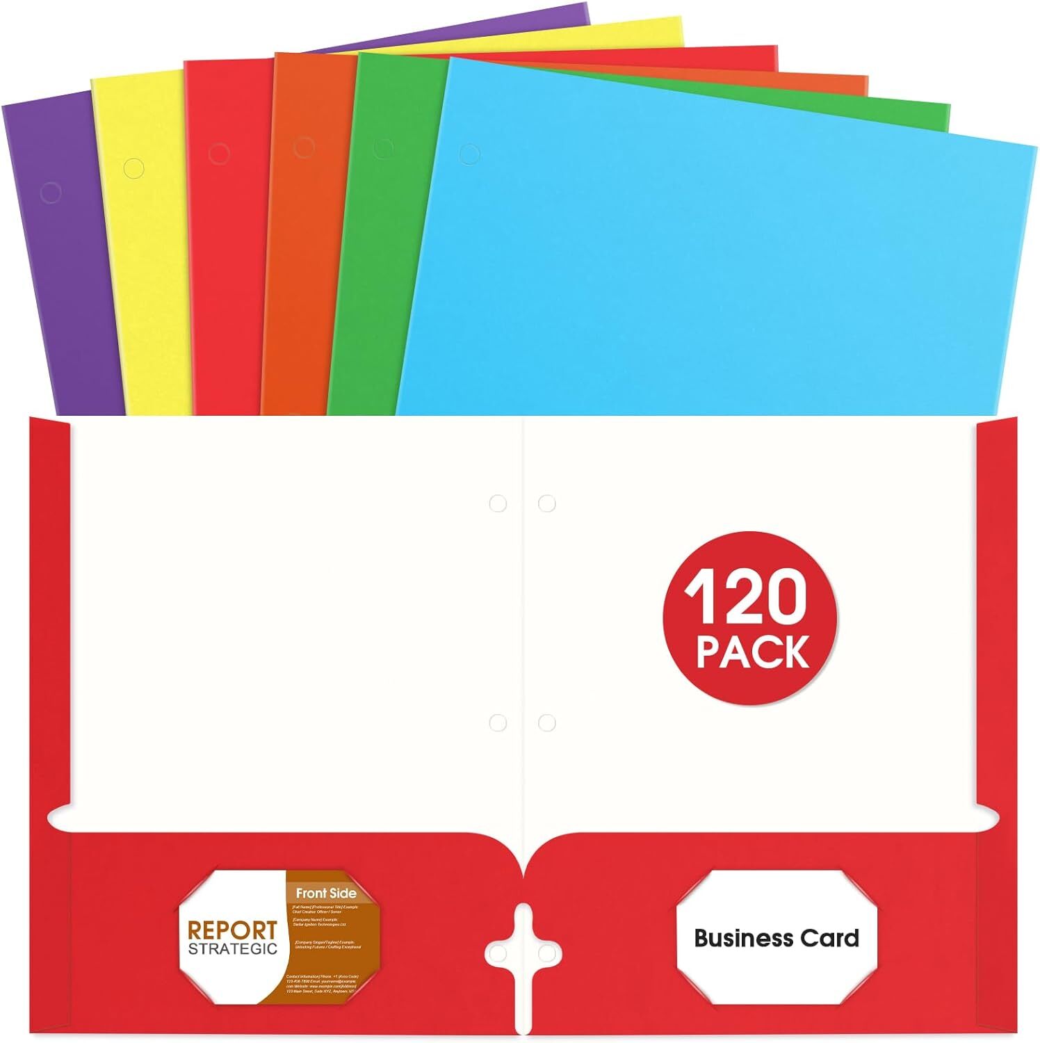Folders with Pockets, 2 Pocket Folders Bulk (120 Pack, Assorted Colors), Pape…