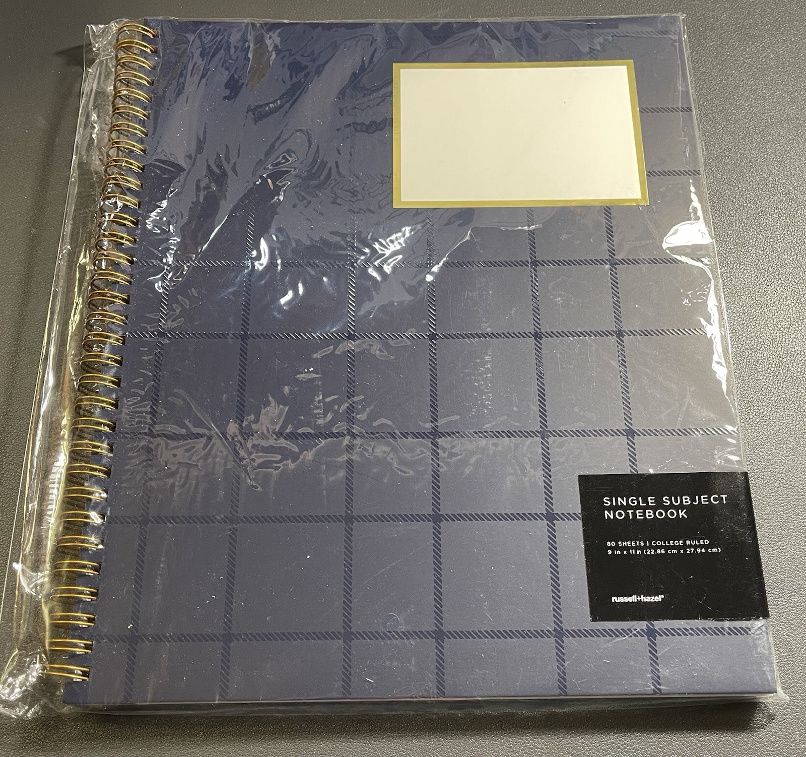 Russell + Hazel Spiral Single Subject Notebook 80 Sheets College Ruled 9×11 Navy