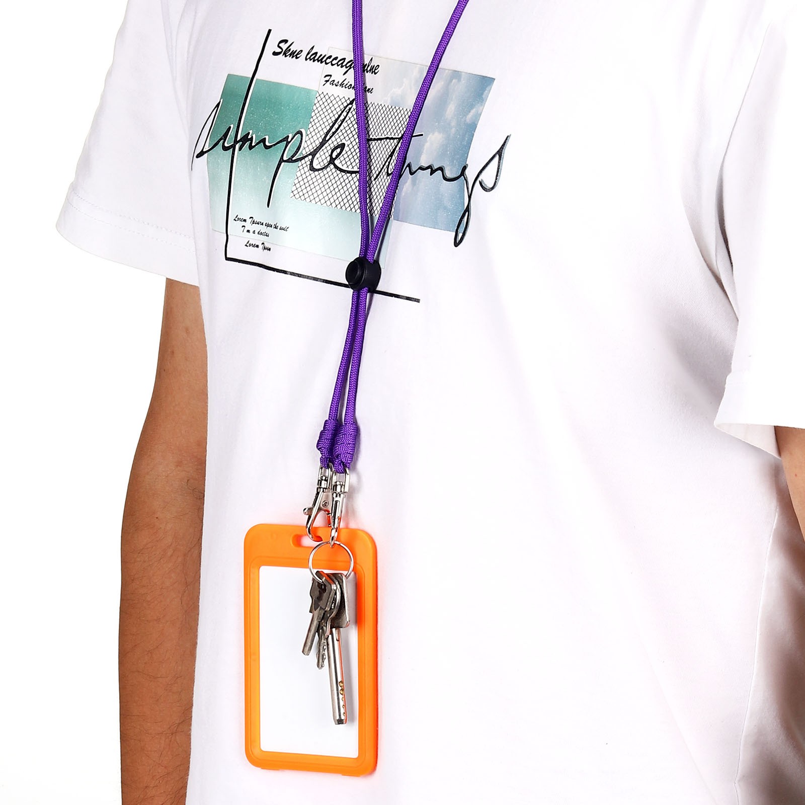 Neck Lanyard with 2 Swivel Hooks Lanyards Adjustable Keychains Orange