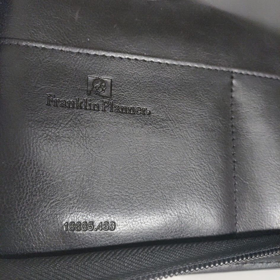 Franklin Planner Leather Nylon Padfolio Organizer w/Handles Black 7 Ring 13 x 11
