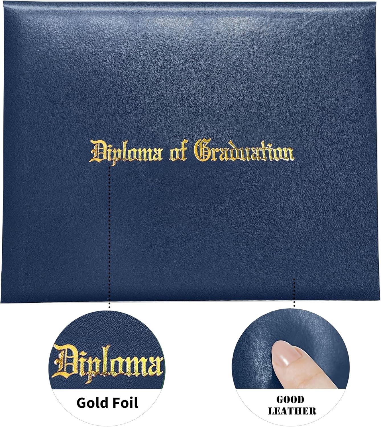 Navy Blue 8.5×11 Diploma Cover with Gold Embossed Finish