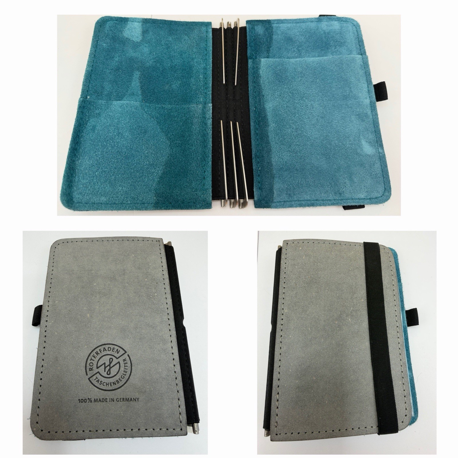 Roterfaden Taschenbegleiter WK_12 A6 Gray Teal Leather Notebook Cover Germany