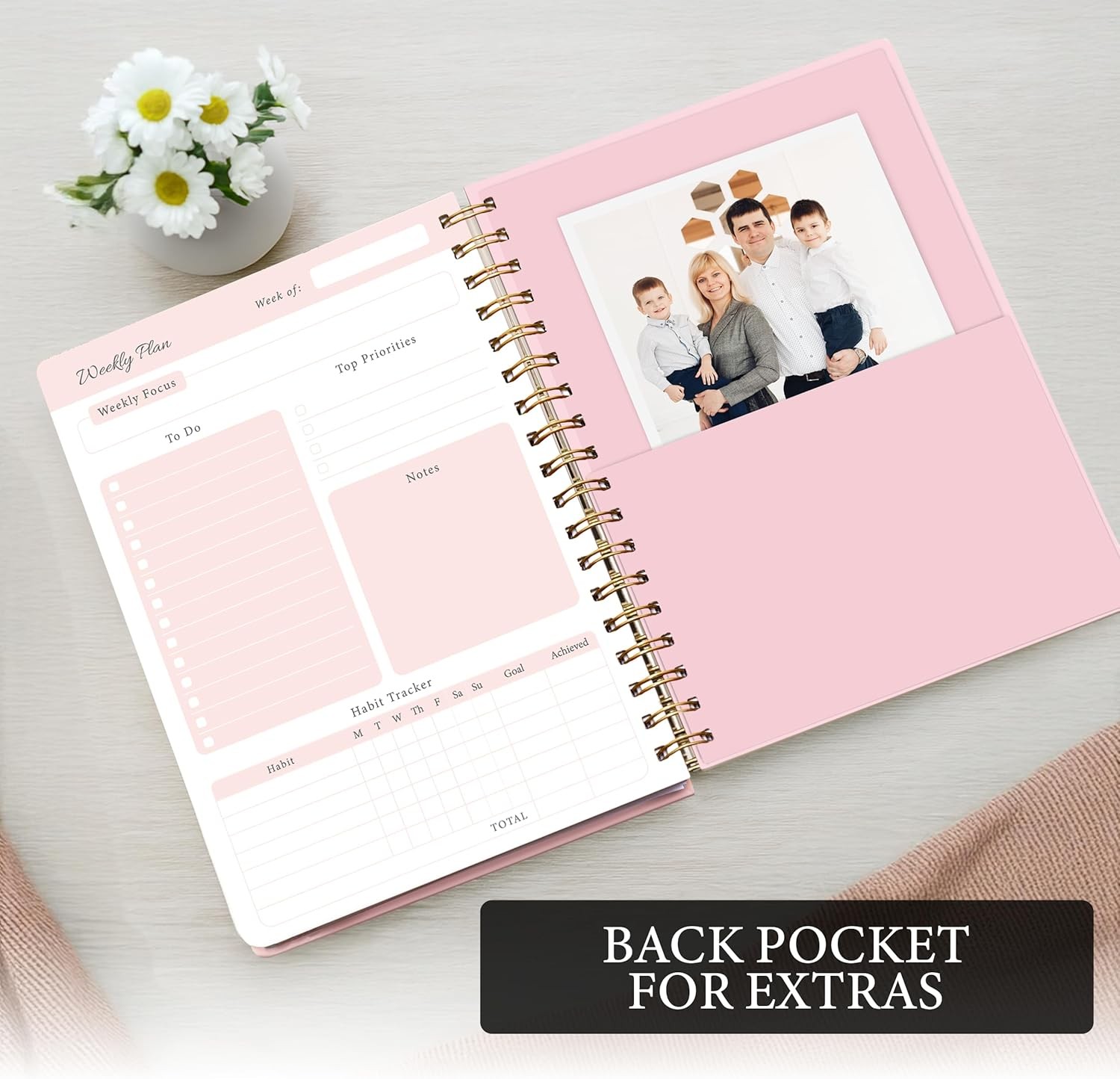 Undated Weekly Planner – Minimalist Daily Planner Notebook for Work, Home & Da