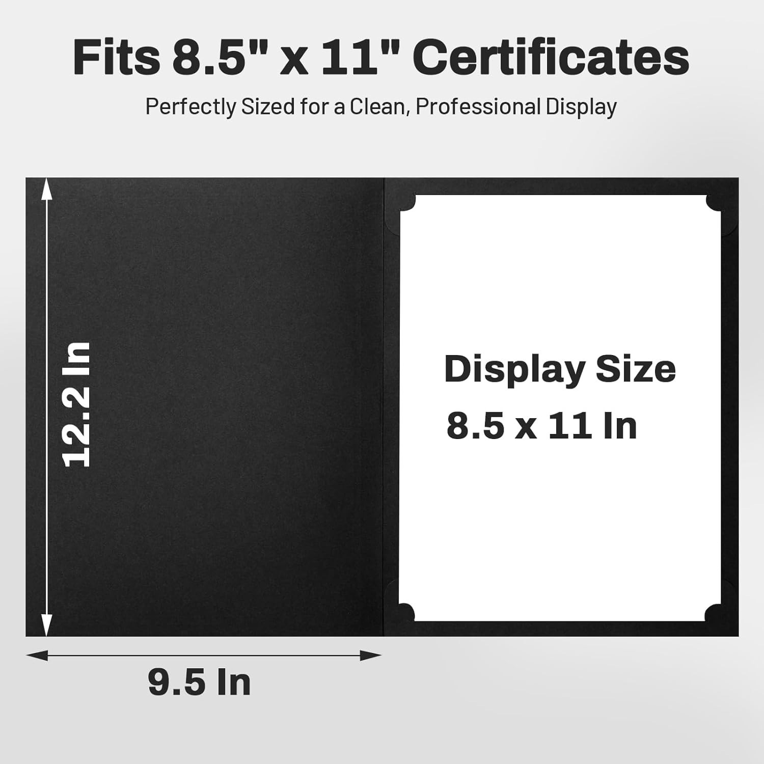 Reusable 50-Pack Black Certificate Covers – Elegant Gold Foil Border Design