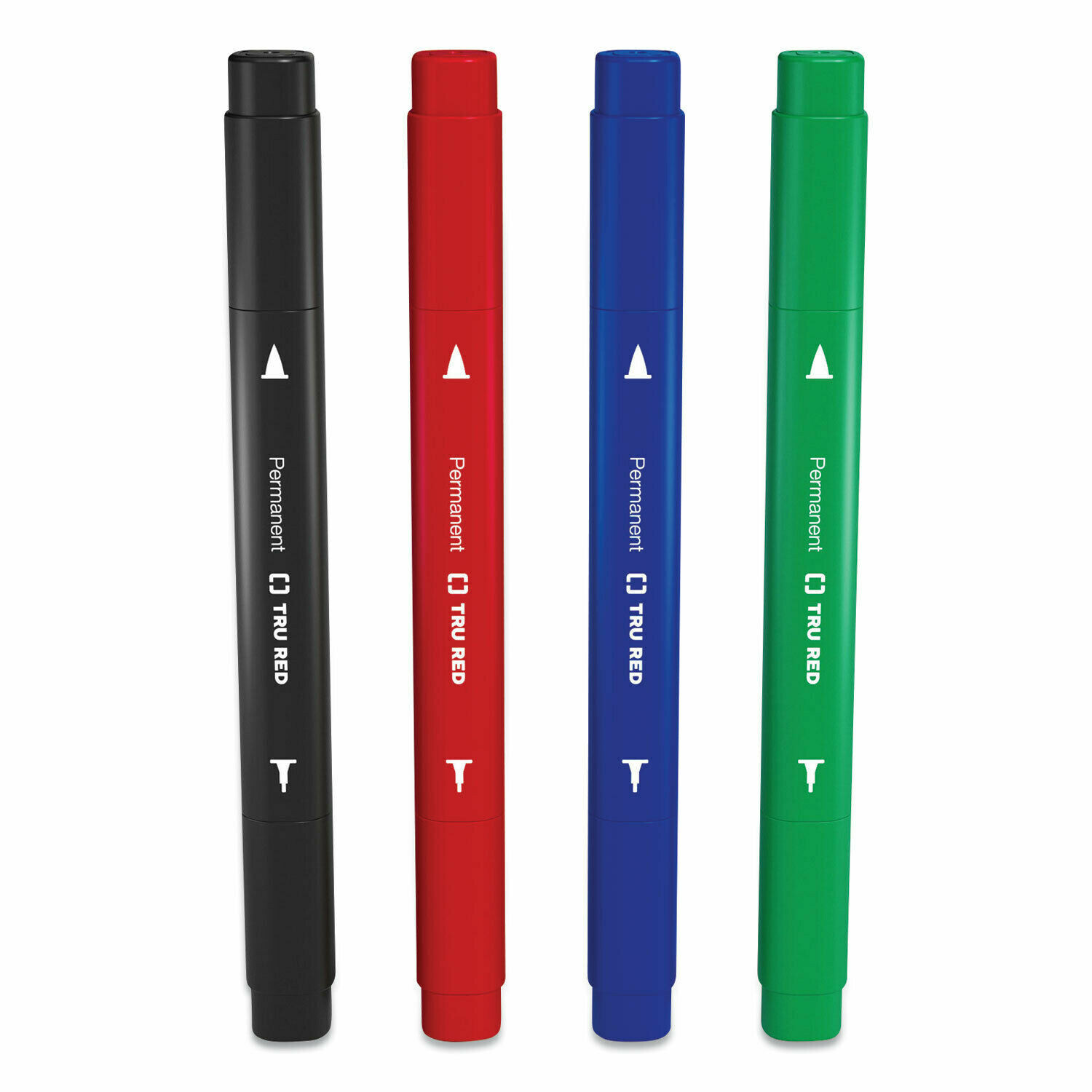 TRU RED Pen Permanent Markers, Twin Tip (Fine/Ultra), Assorted, 4/Pack (TR57828)
