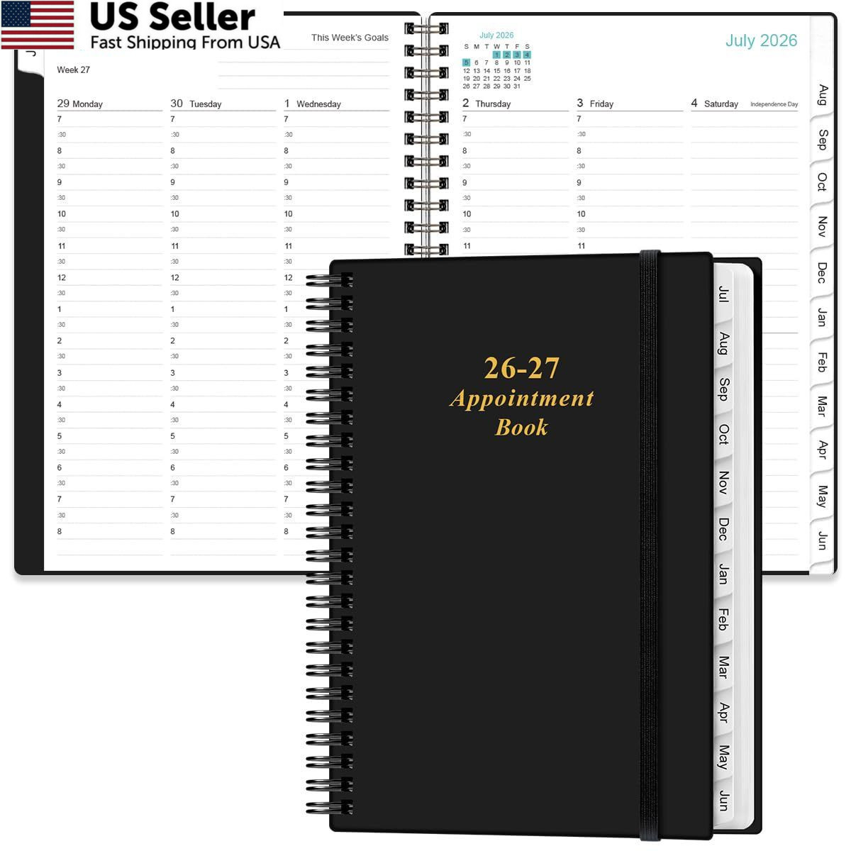 2026-2027 Appointment Book & Planner – Daily 6.4″ x 8.5″, Black-B