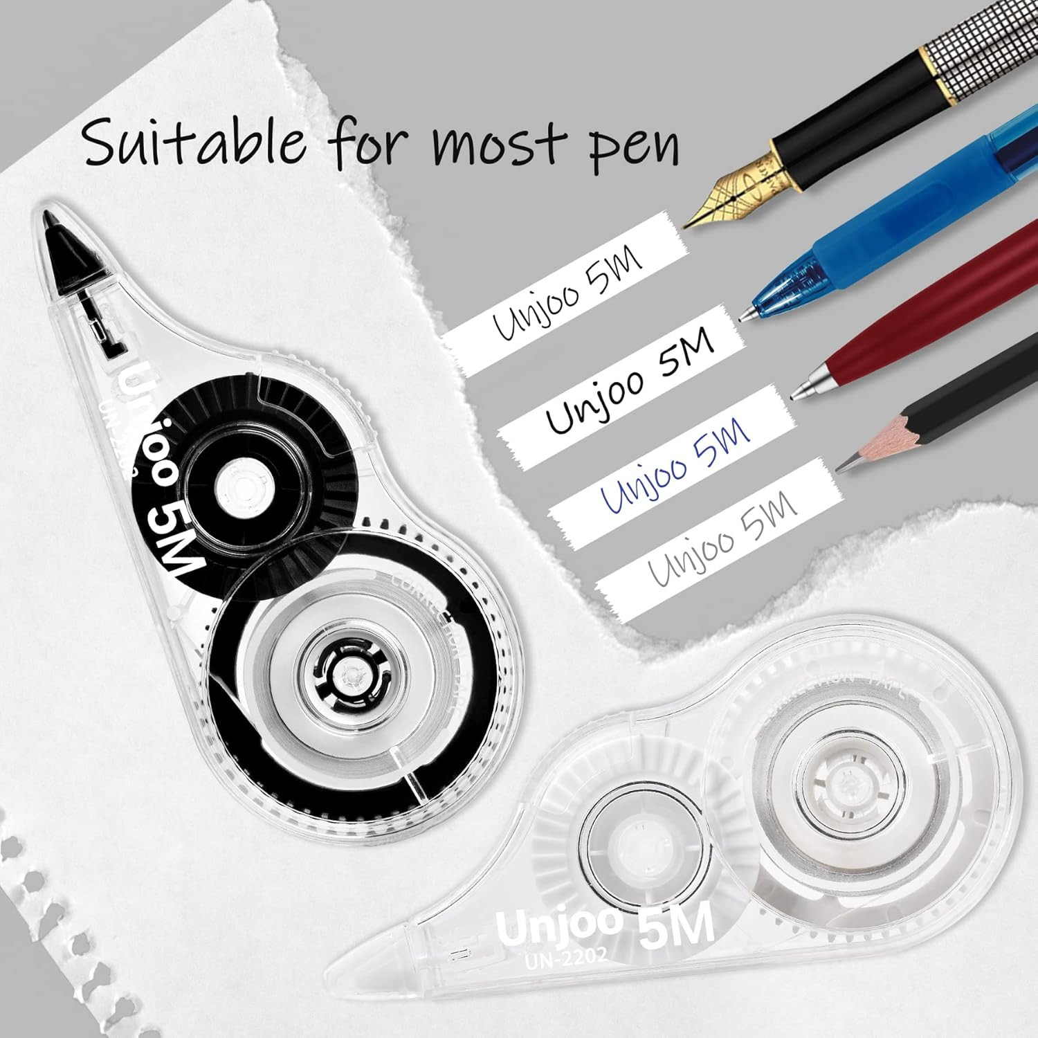 White Correction Tape, Easy to Use Applicator for Instant Corrections Wrong Writ