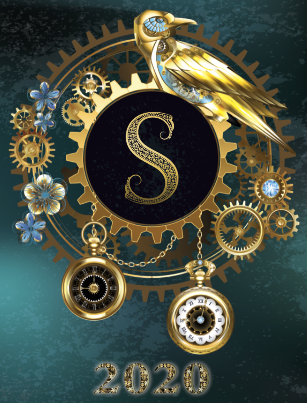 2020 Weekly Planner – Monogram Steampunk New Fast Free Shipping 8.5 x 11 in