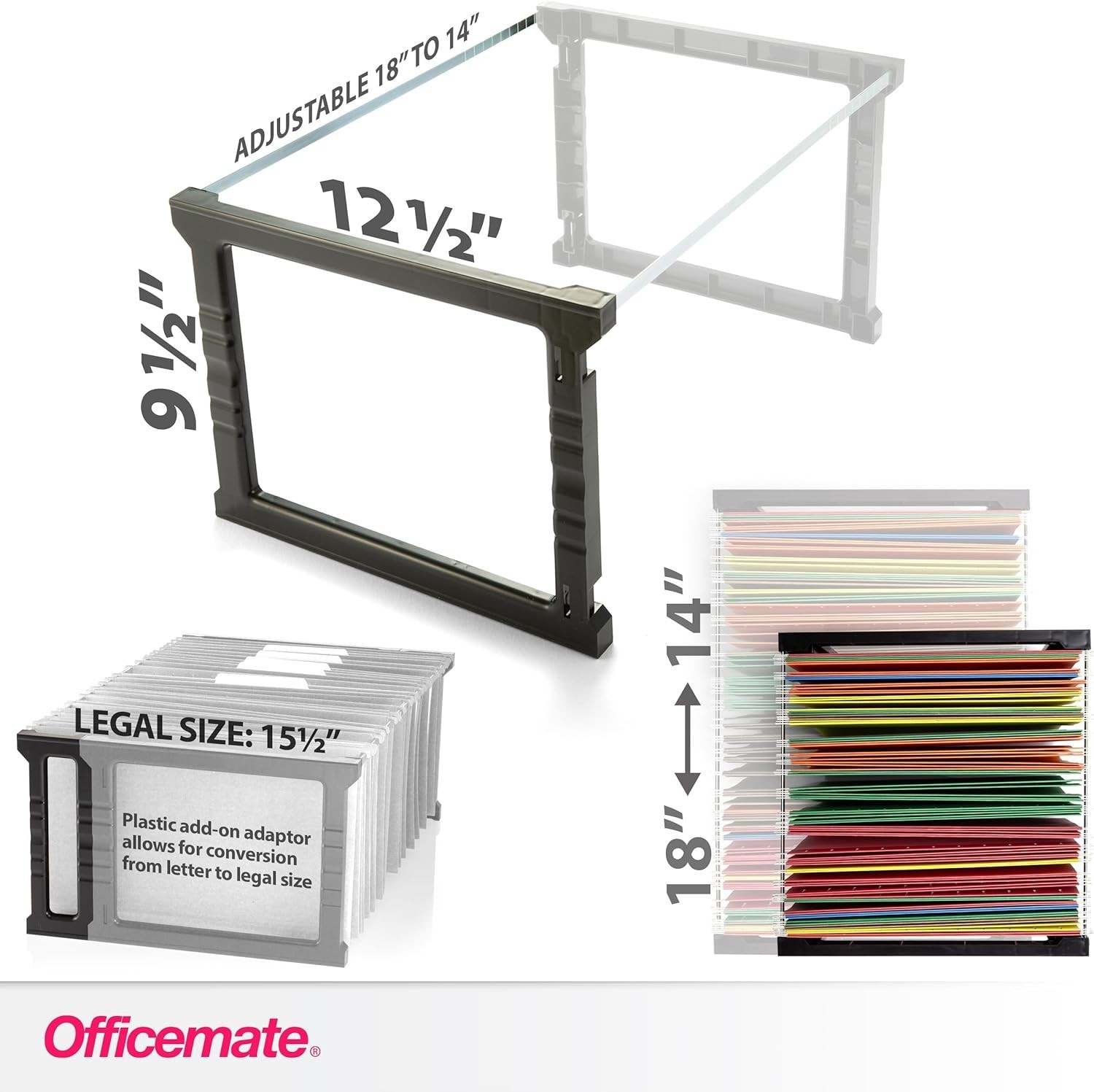 Plastic Hanging File Folder Frame 18 Inch Letter & Legal Size 1 Set