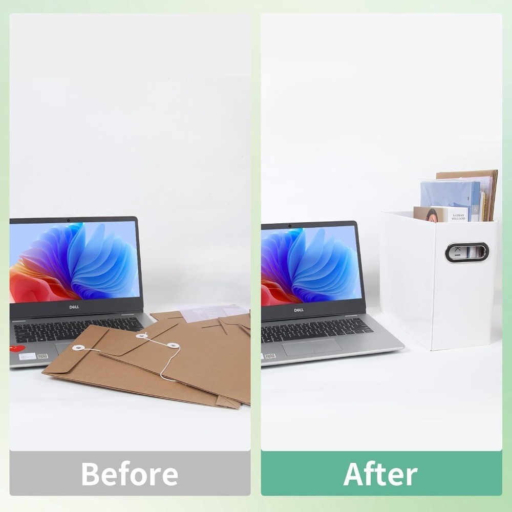 Collapsible File Organizer Box with Handle Portable File Storage for Home Office